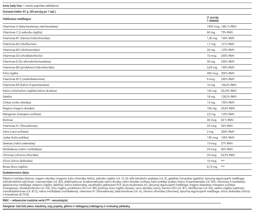 Amix daily one multivitaminai