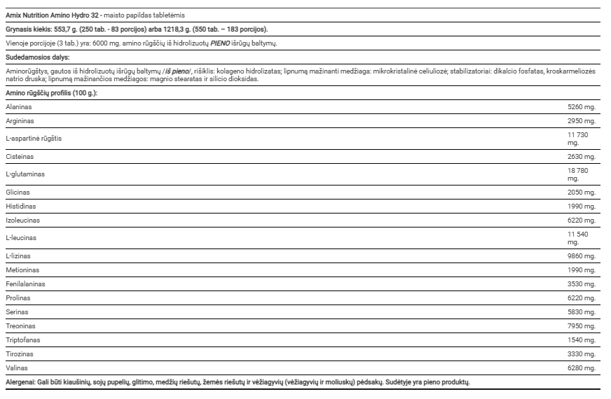 Amix Amino Hydro 32 (550 tabletės)