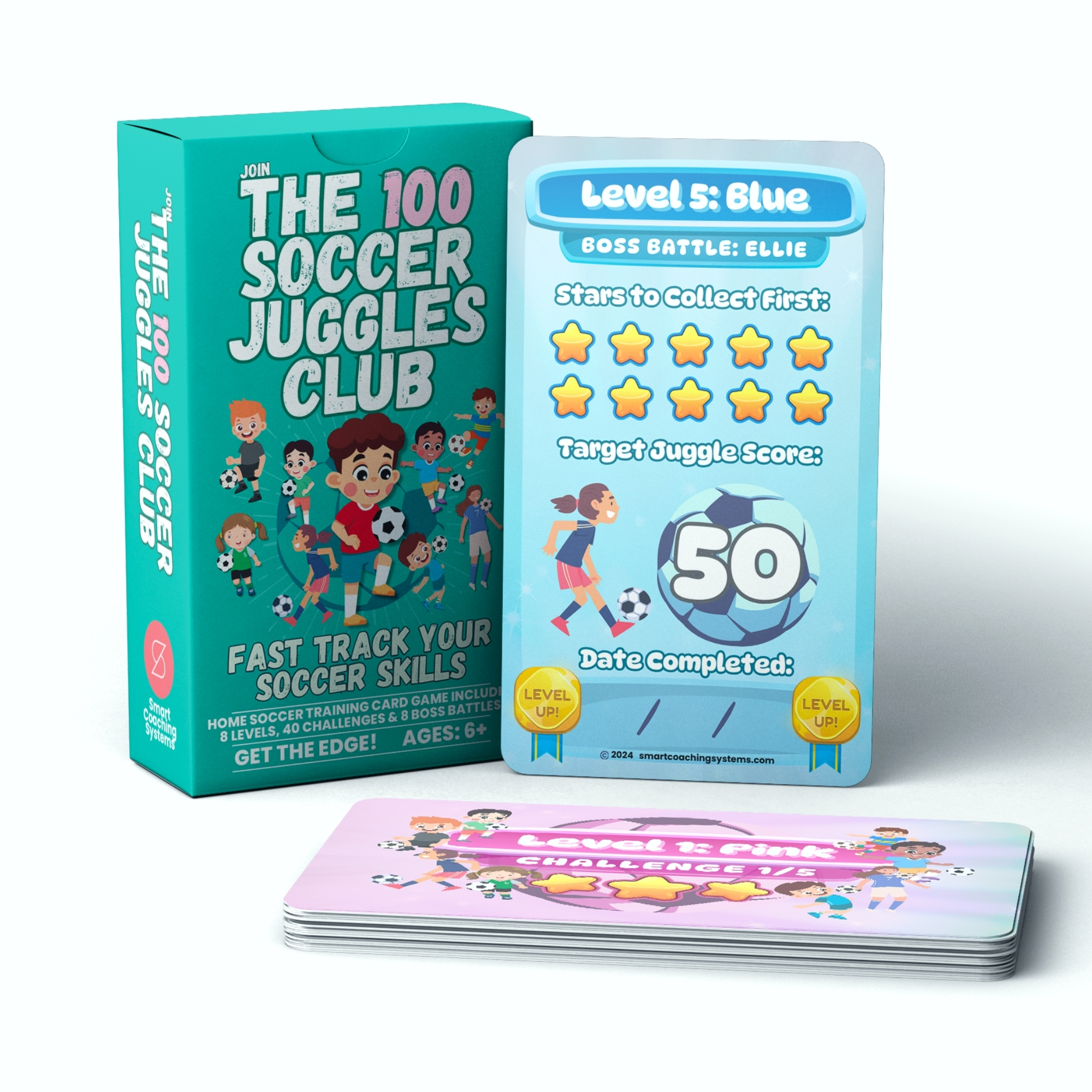 The 100 Soccer Juggles Club - Soccer Training Card Game for Kids.