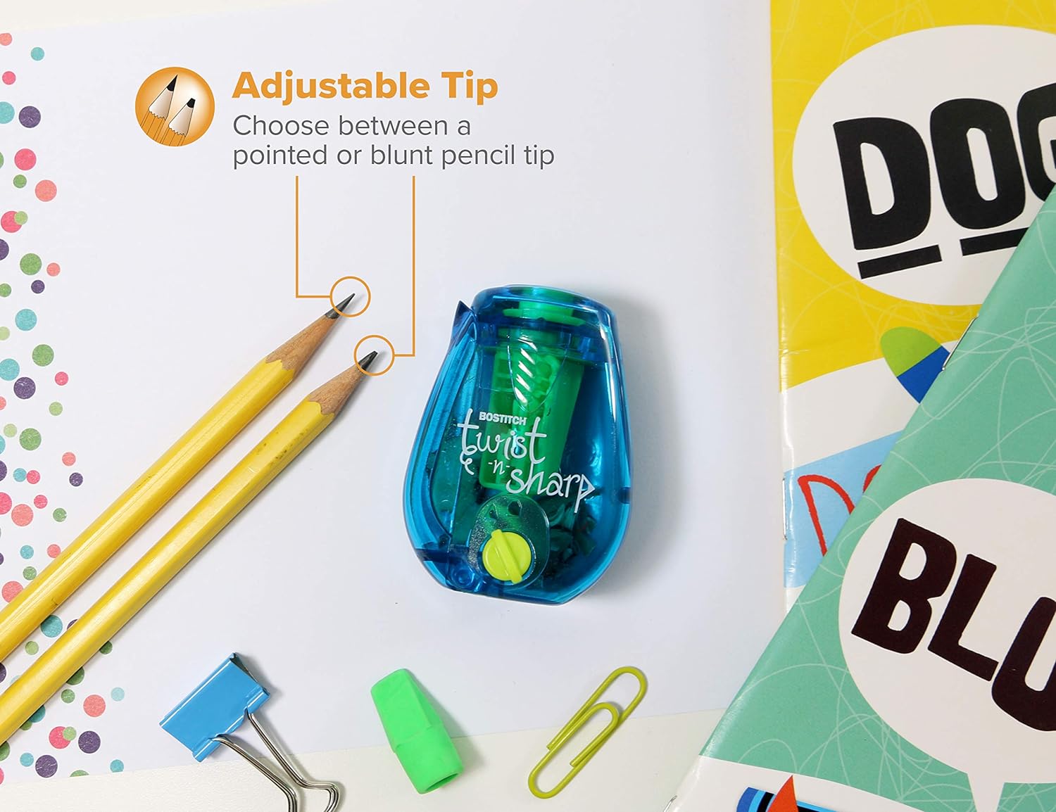 Bostitch Office Twist-n-Sharp Pencil Sharpener, For Kids & Colored Pencils
