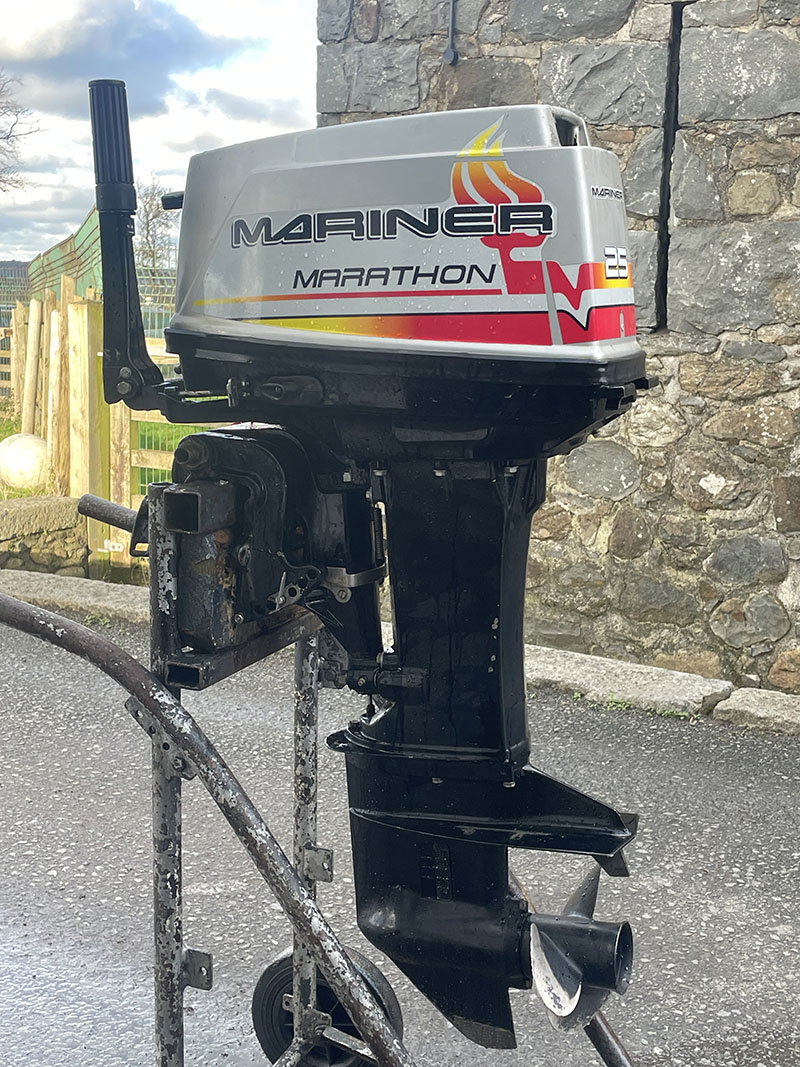 Used 25hp Mariner marathon – short shaft, manual start, tiller control, two stroke