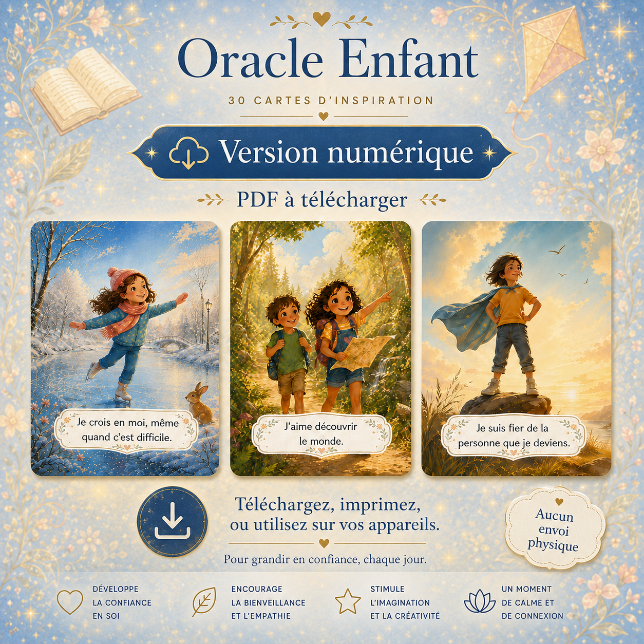 Oracle enfant à imprimer – 30 cartes d’affirmations positives en PDF