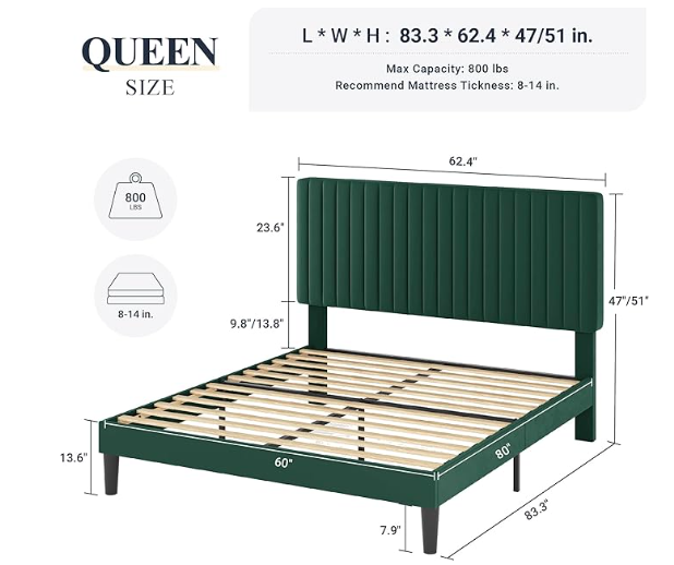 QUEEN Size Upholstered Bed