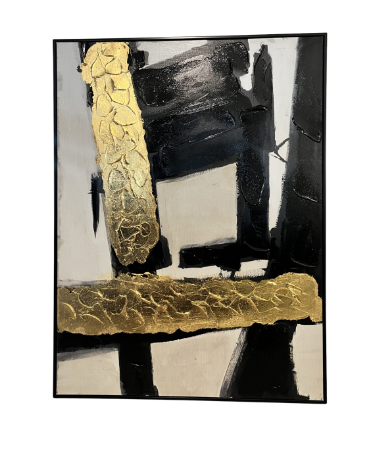Abstract Black and Gold Painting