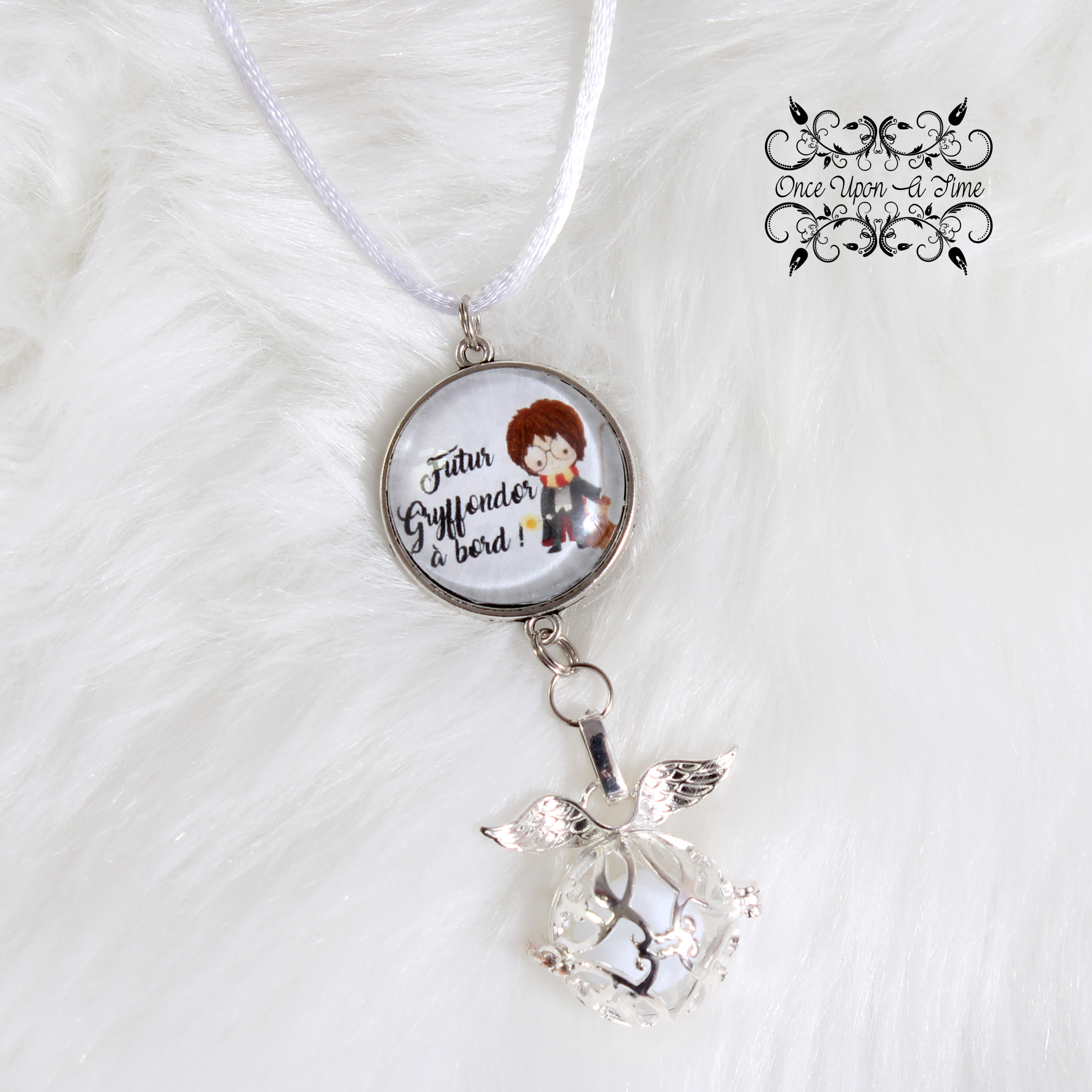 🧙‍♂️ Collier Bola de grossesse Harry Potter " Futur Poufsouffle, Gryffondor ou Serpentard à bord" ✨