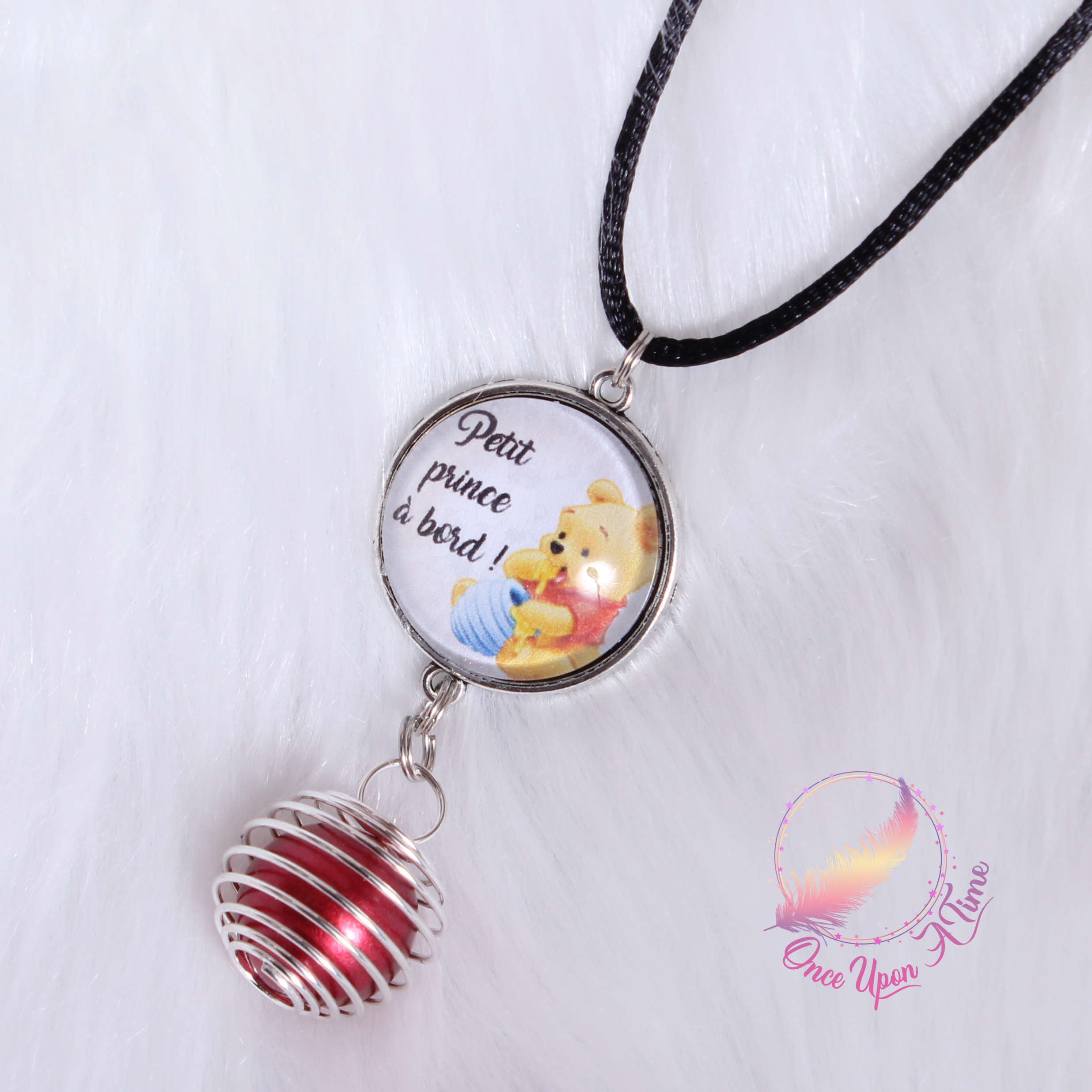 🐻 Collier Bola de grossesse Winnie l'ourson - " Petit prince à bord" ou "Mini moi en cours" 🐾