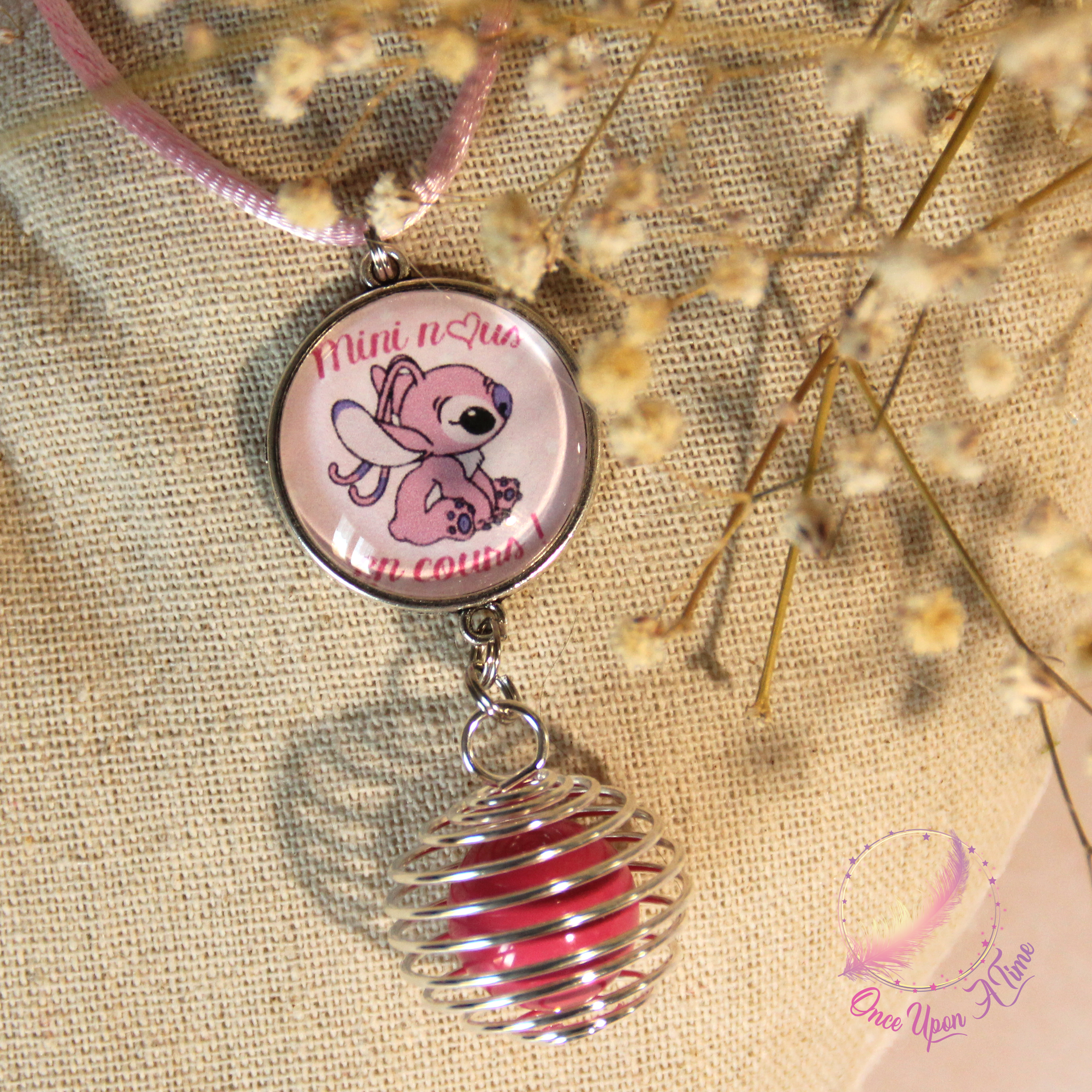 🤰Collier Bola de grossesse Stitch ou Angel " Mini nous en cours " ✨