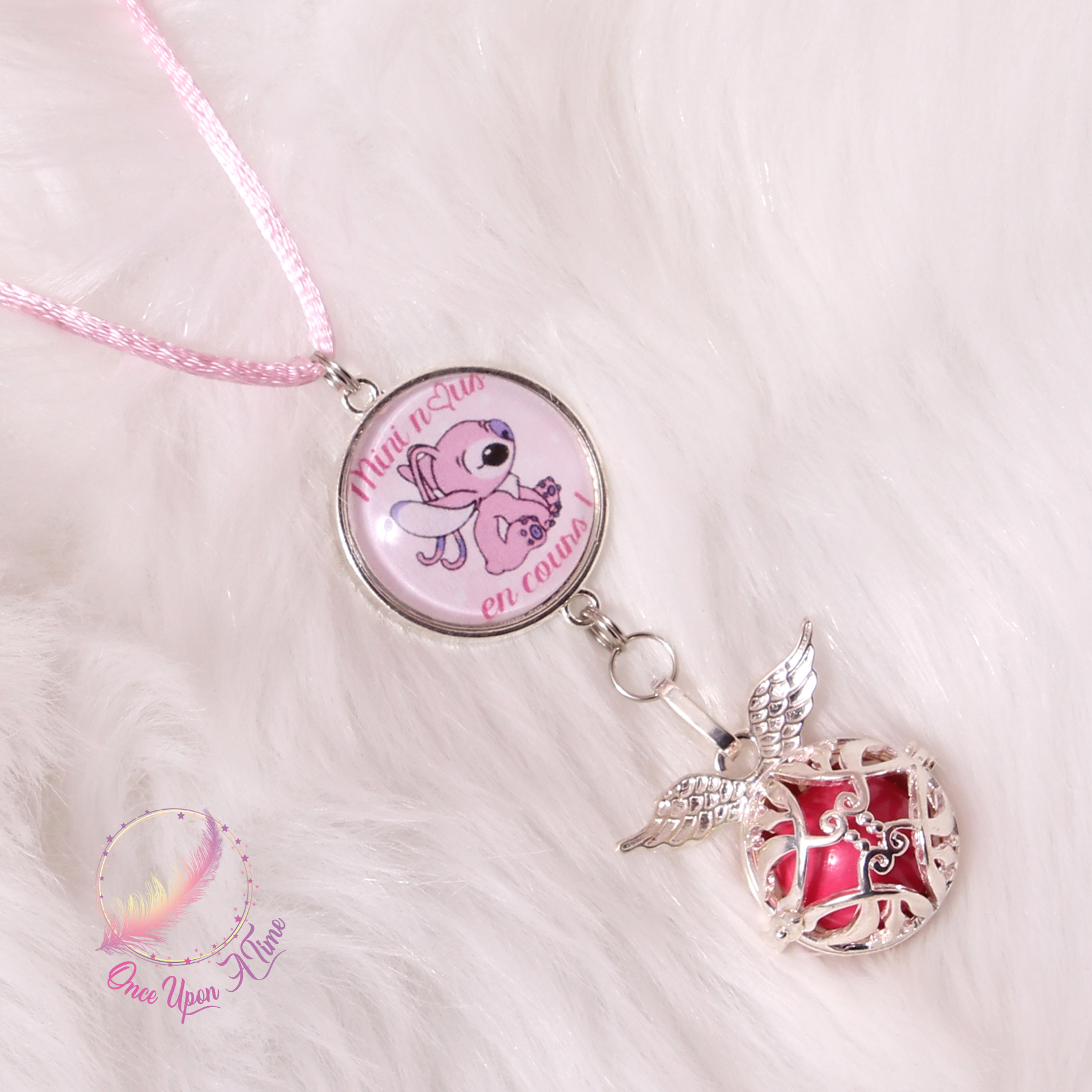 🤰Collier Bola de grossesse Stitch ou Angel " Mini nous en cours " ✨