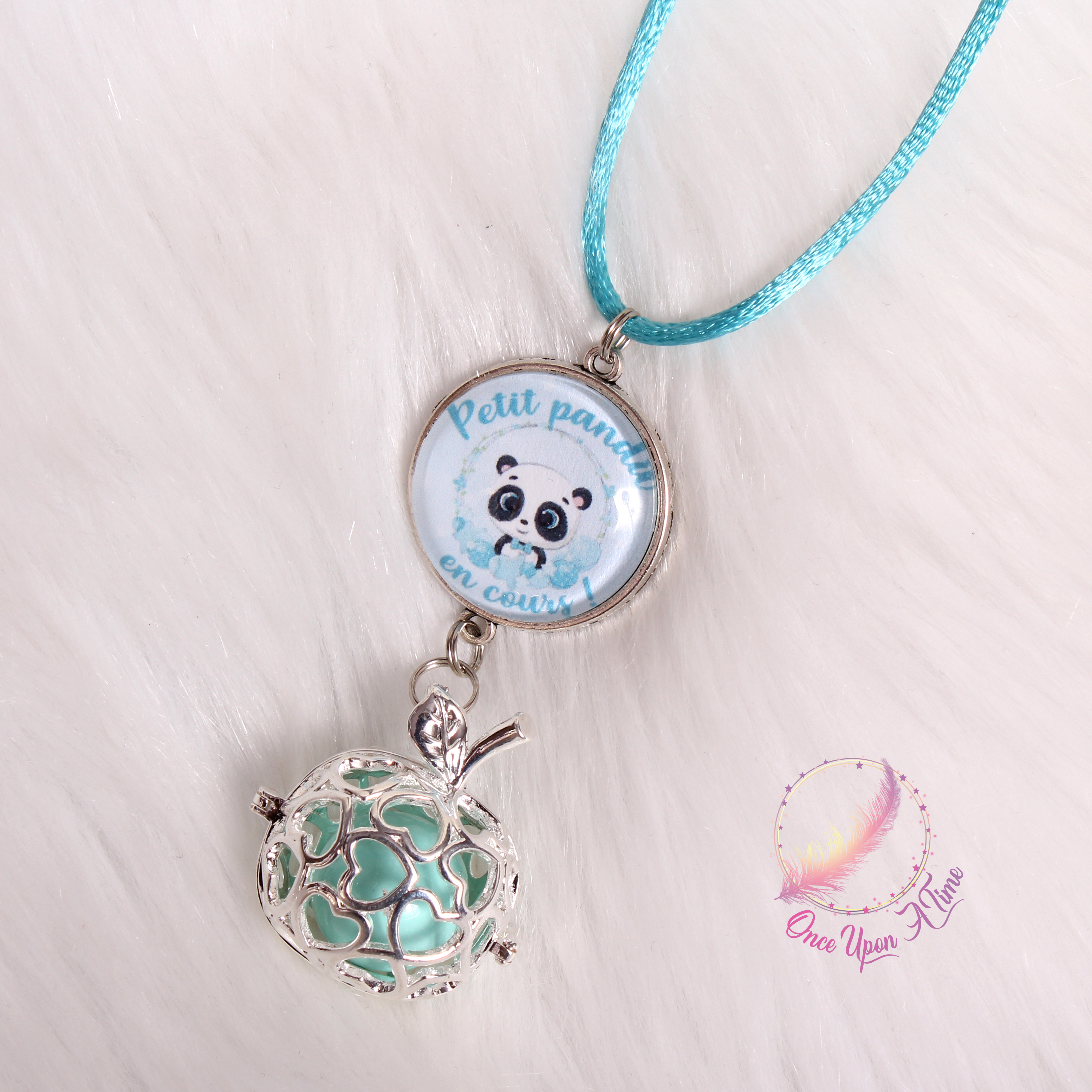 🤰Collier Bola de grossesse " Petit panda en cours " ✨