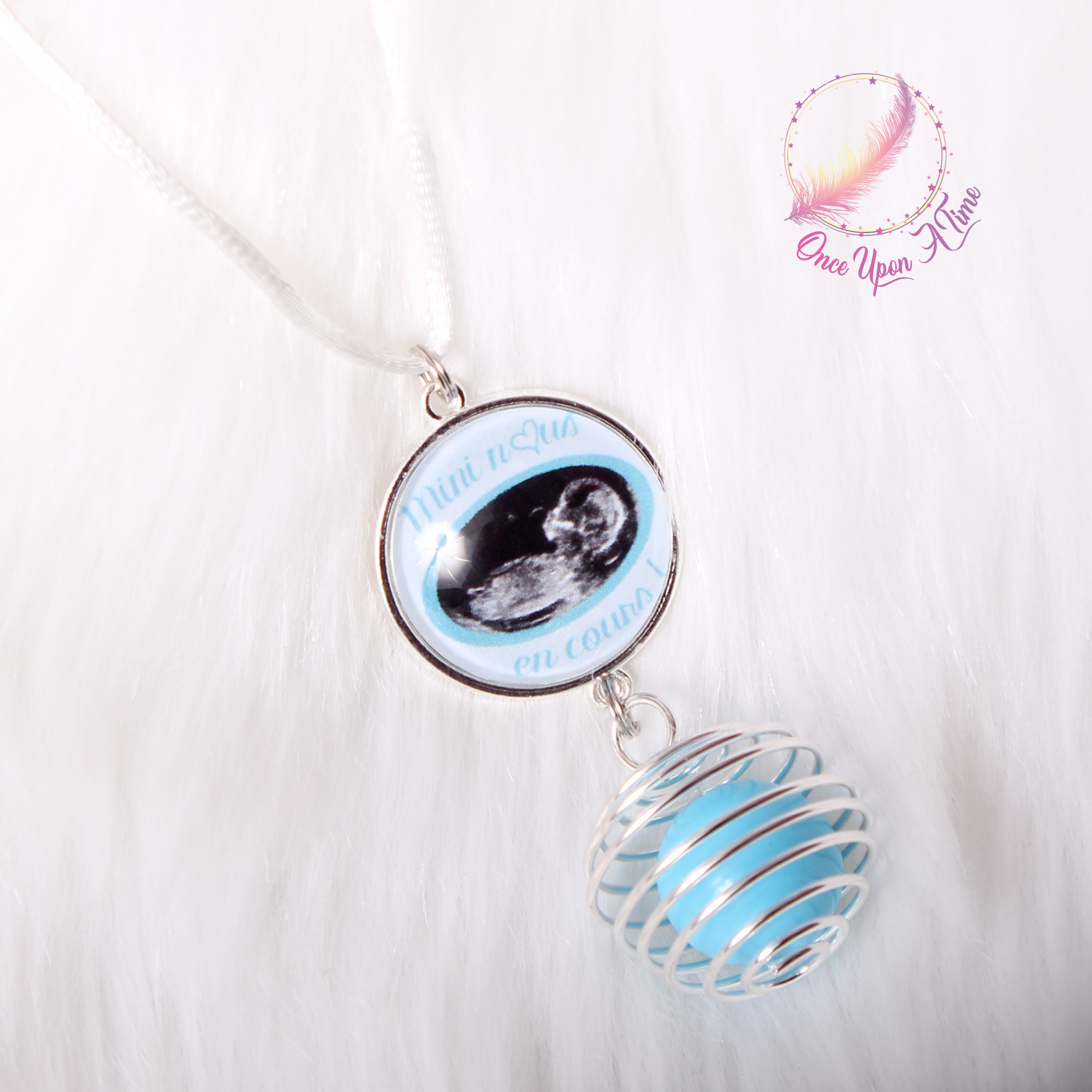 🤰Collier Bola de grossesse échographie personnelle (à nous envoyer par e-mail) " Mini nous en cours " ✨