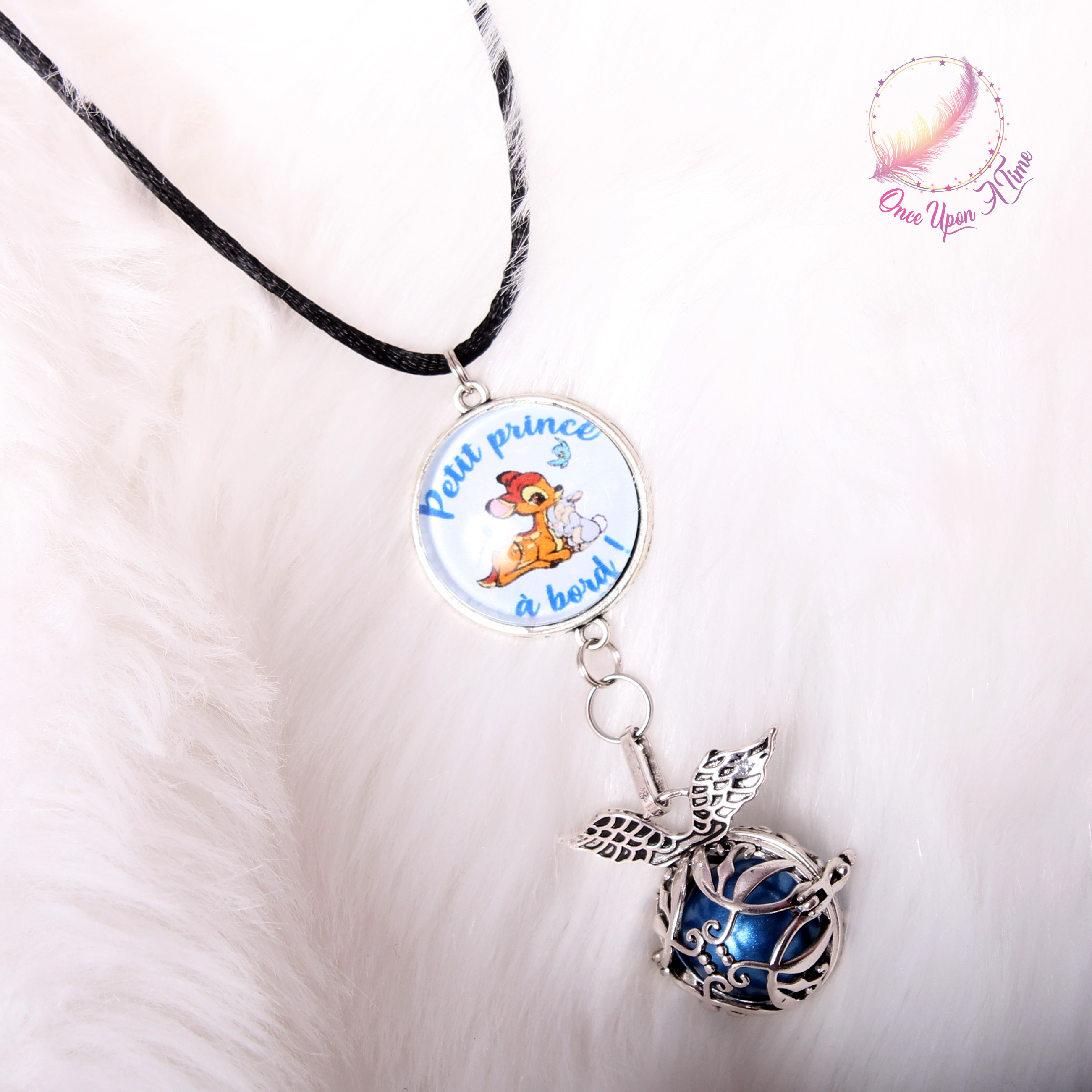 🤰Collier Bola de grossesse - Bambi - "Petit prince à bord" ou "Petite princesse à bord" ✨