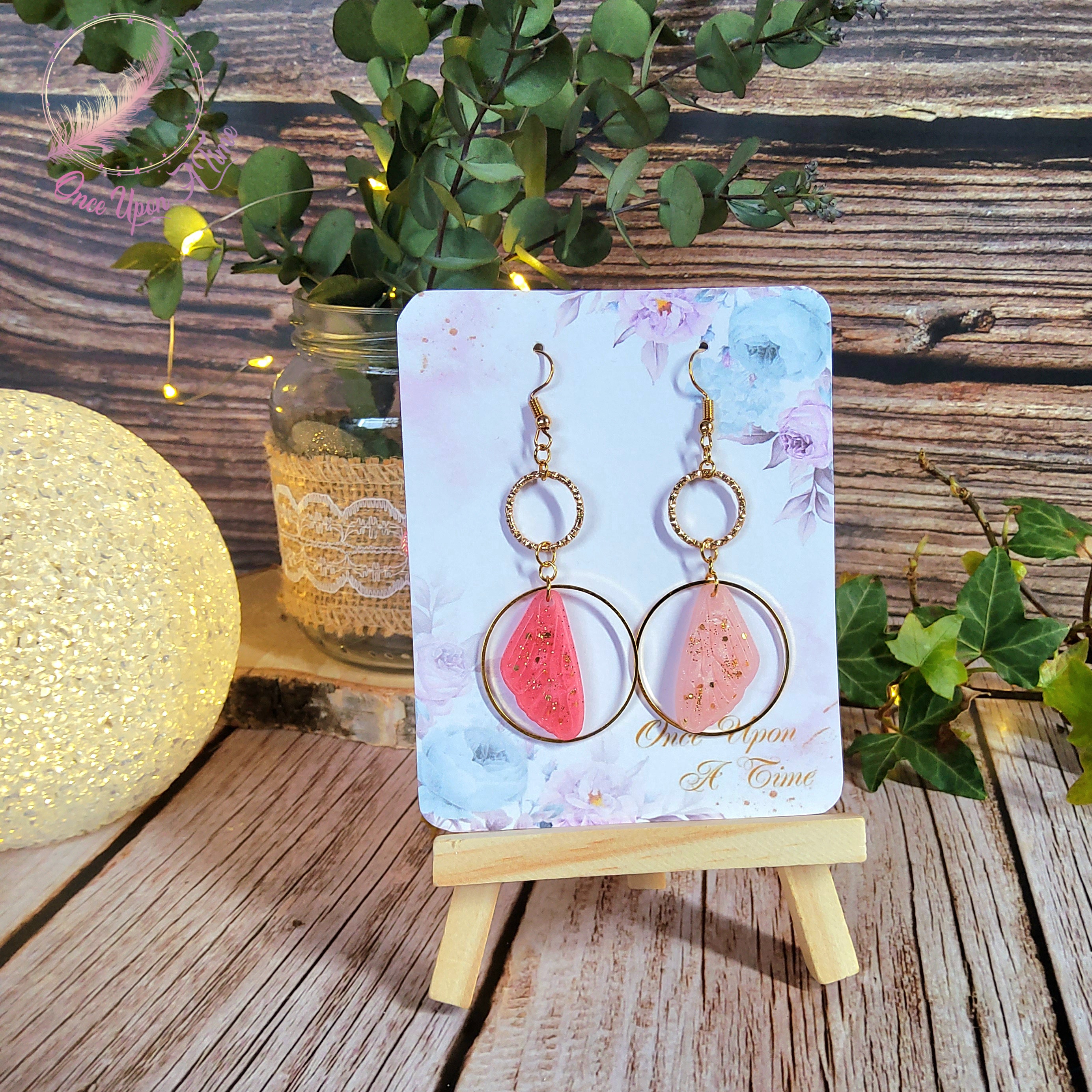 💕 Boucles d'oreilles - Petites ailes - Rose 💕