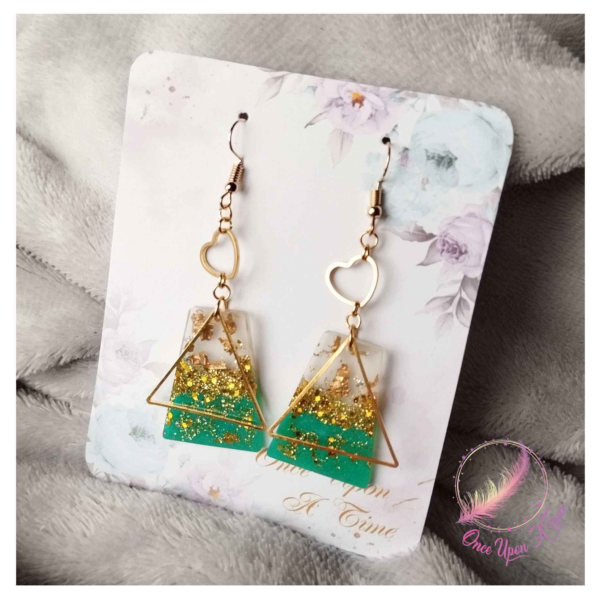 💕 Boucles d'oreilles - Pépites - Vert💕
