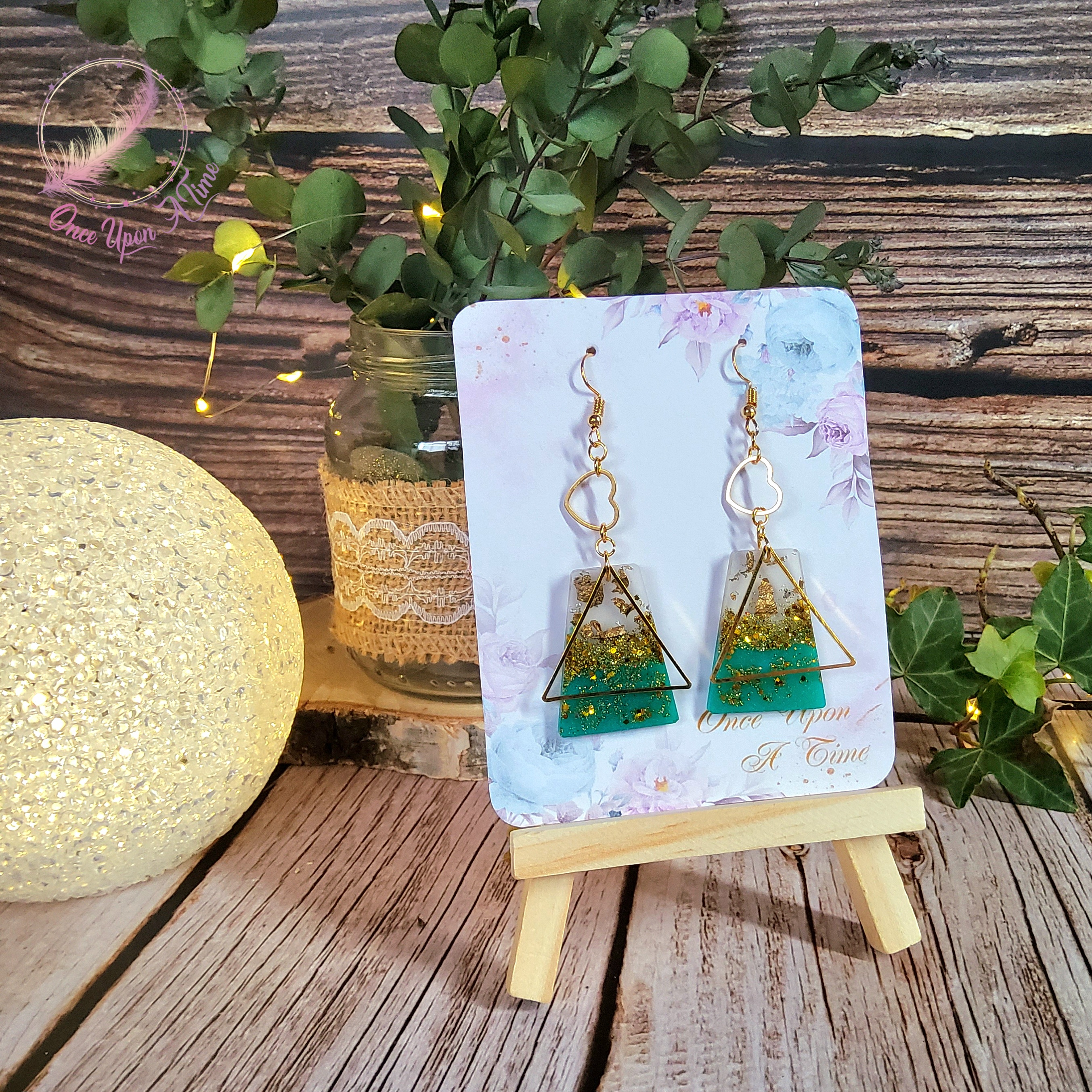 💕 Boucles d'oreilles - Pépites - Vert💕