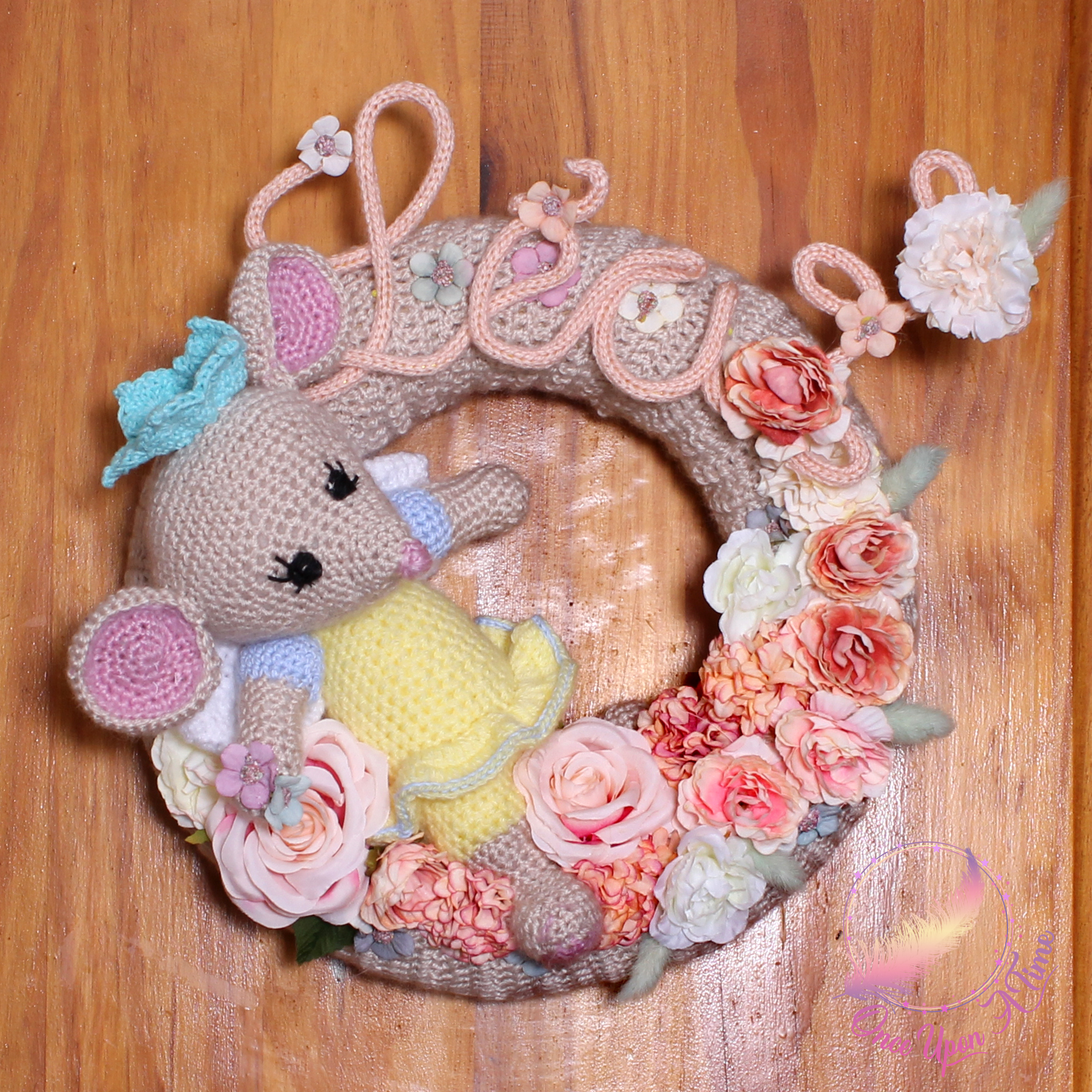 🌷 Décoration murale/Couronne personnalisée - La fée souris🌺