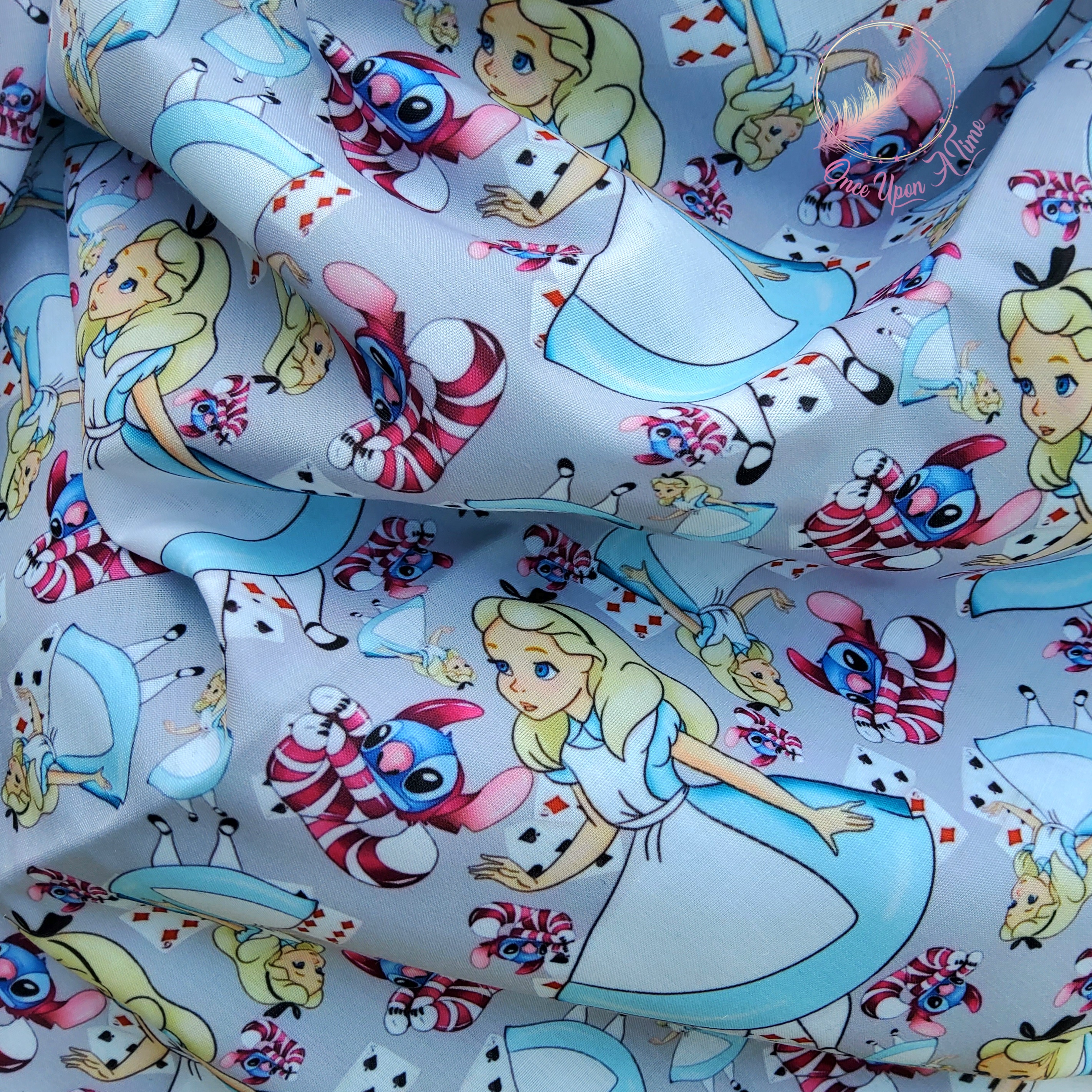 ❄️🍂 Foulard / Chèche femme et adolescent - Alice au pays des Merveilles et Stitch du Cheshire 🍂❄️