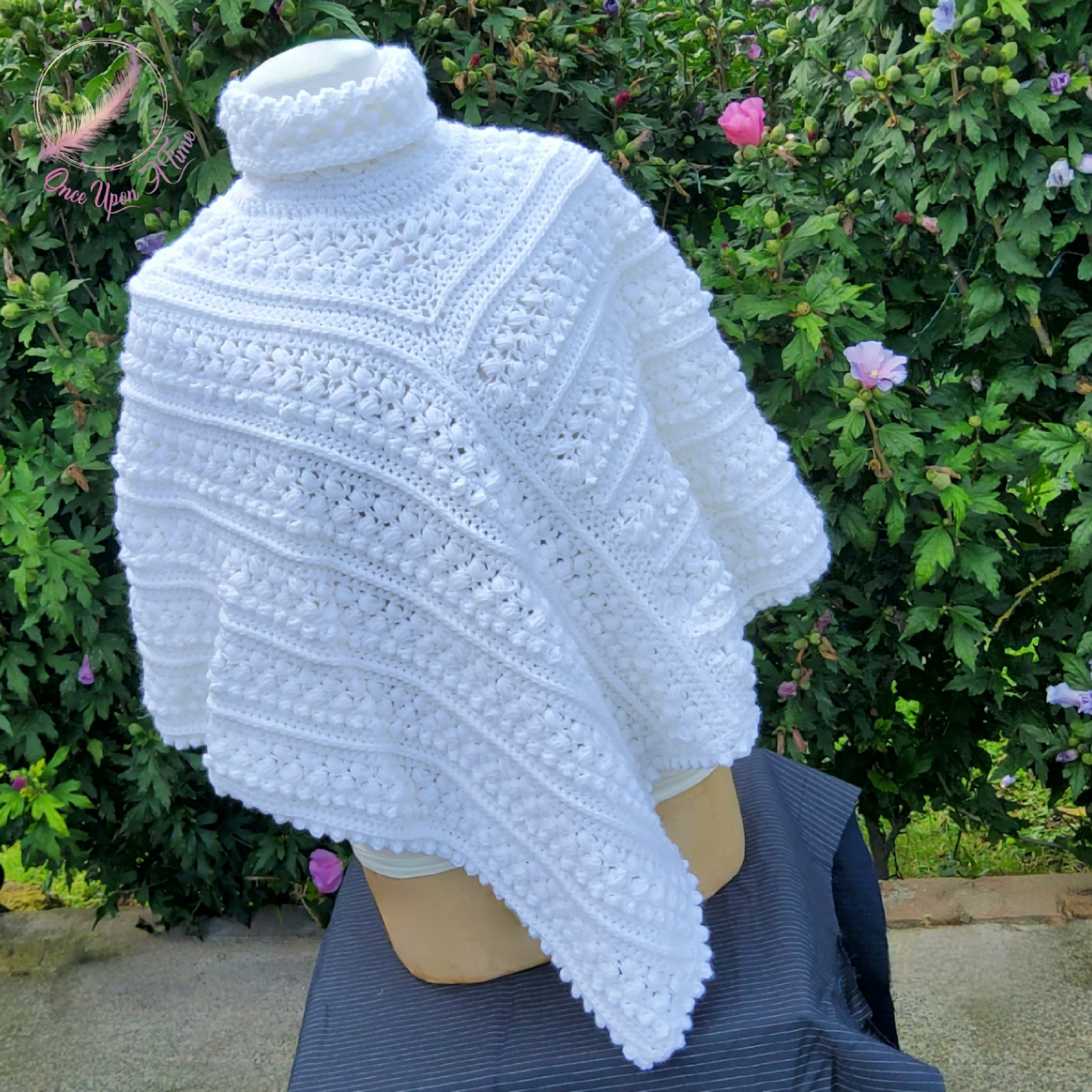 Poncho - "Alicia" - Blanc