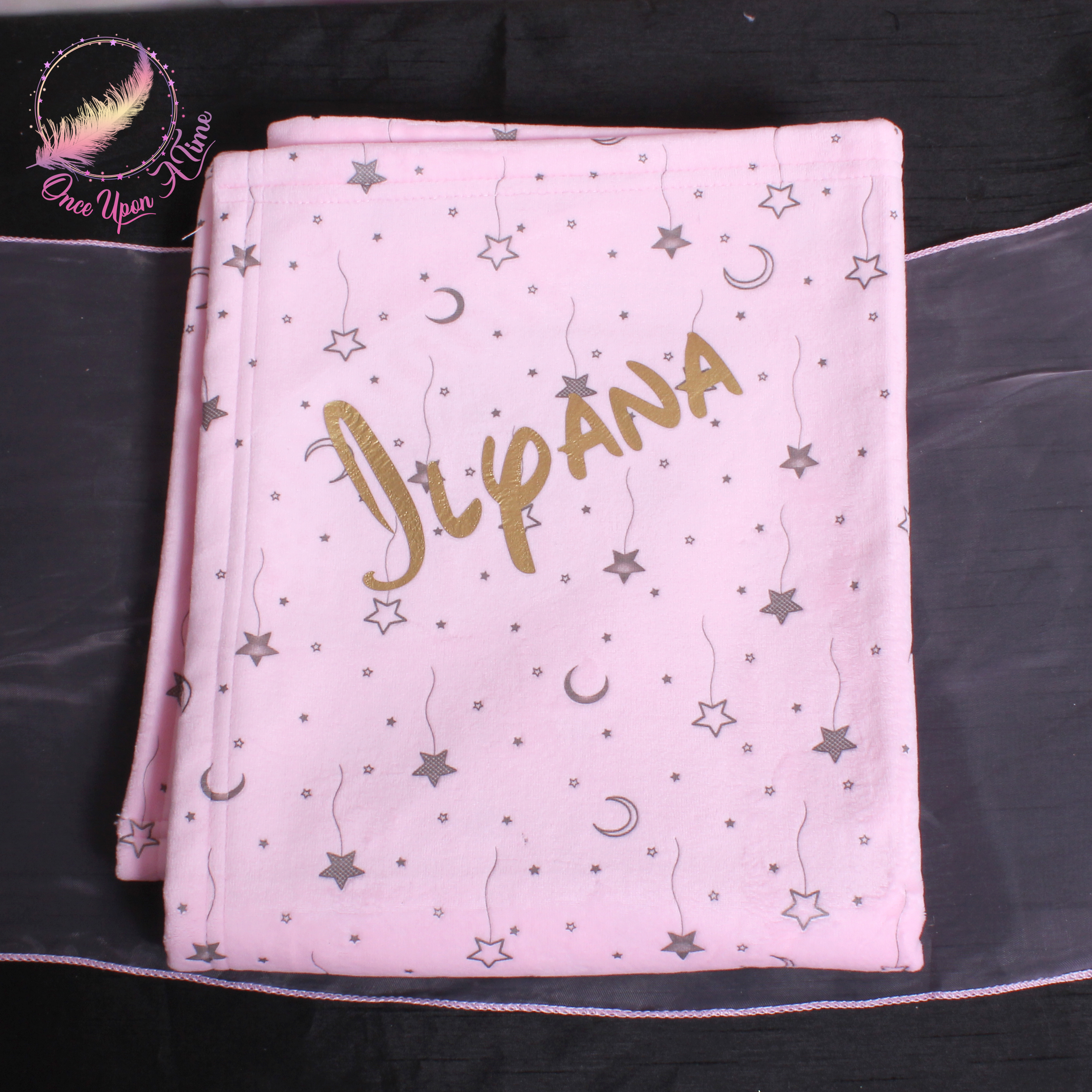 🍼 Couverture - Etoiles et lunes - Personnalisée 👶