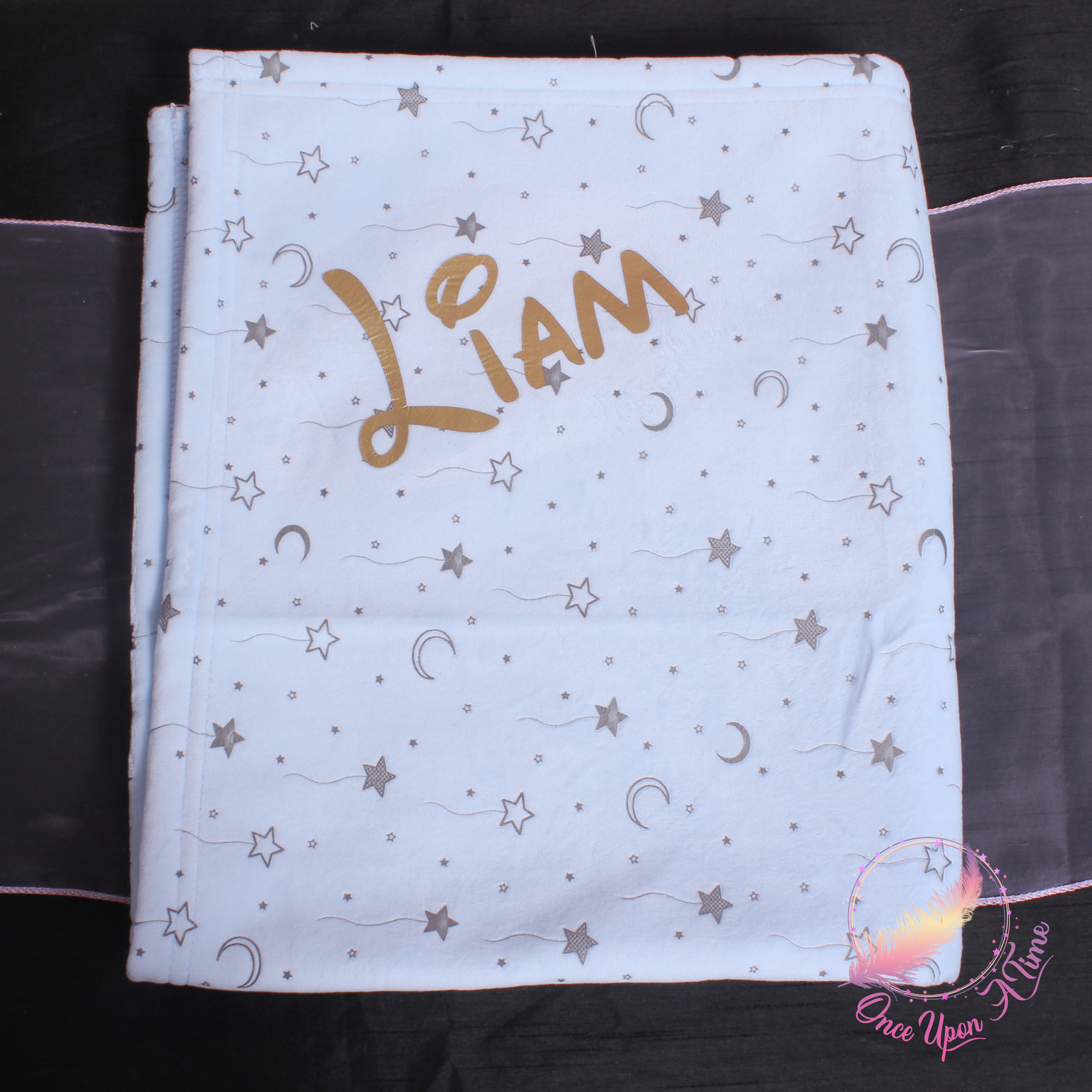 🍼 Couverture - Etoiles et lunes - Personnalisée 👶