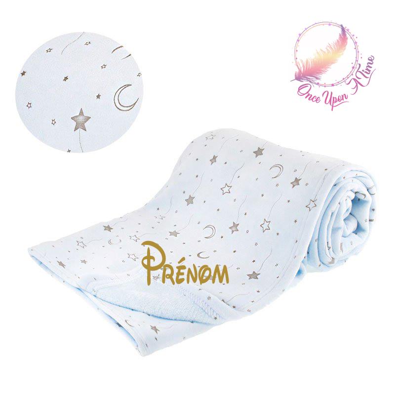 🍼 Couverture - Etoiles et lunes - Personnalisée 👶