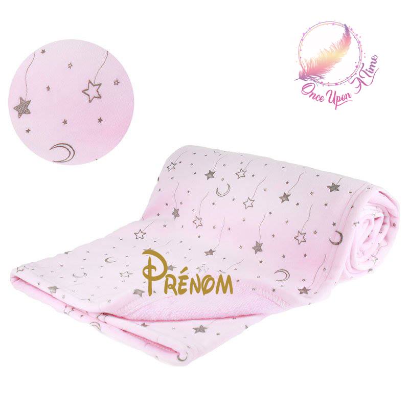 🍼 Couverture - Etoiles et lunes - Personnalisée 👶