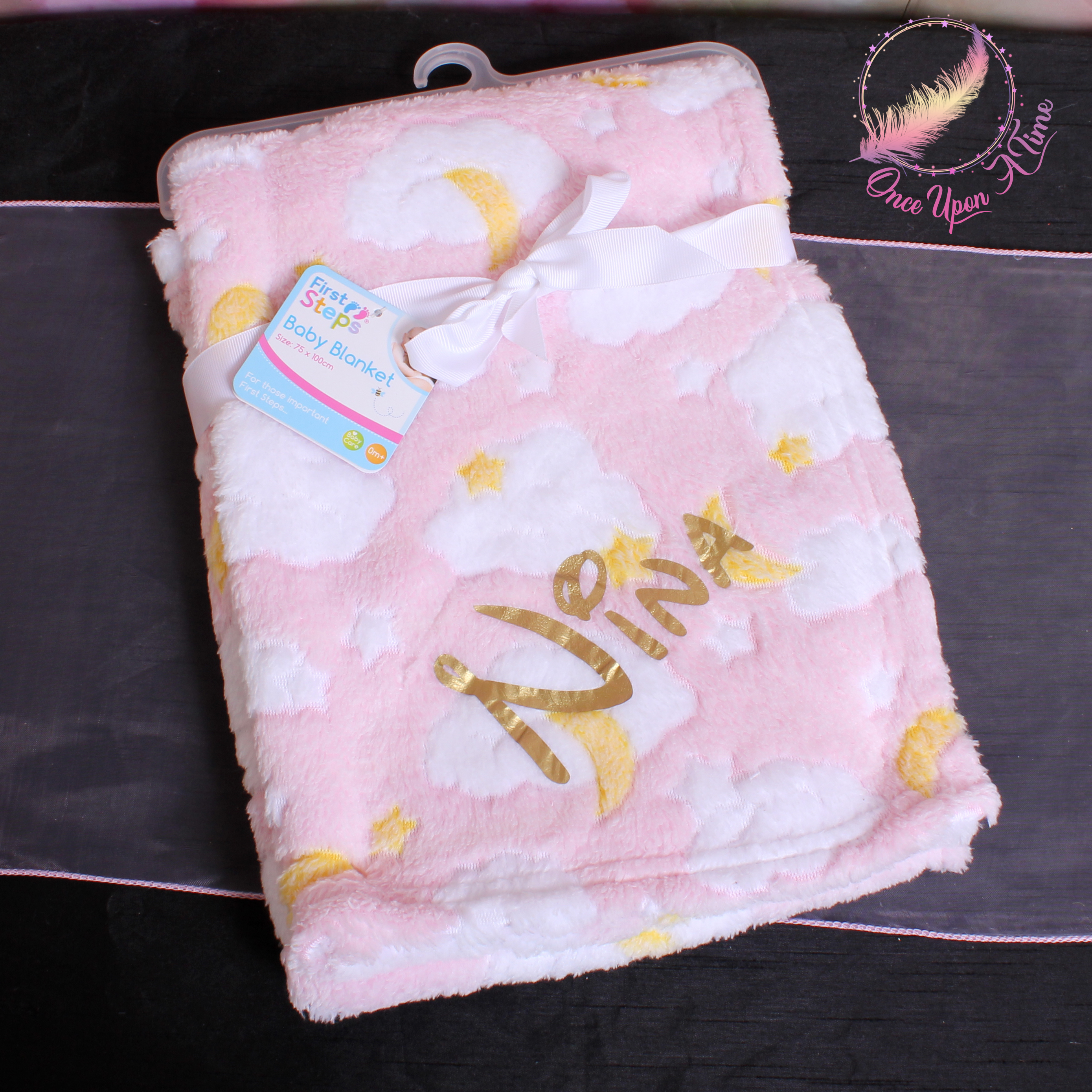 🍼 Couverture - Lunes et nuages - Personnalisée 👶