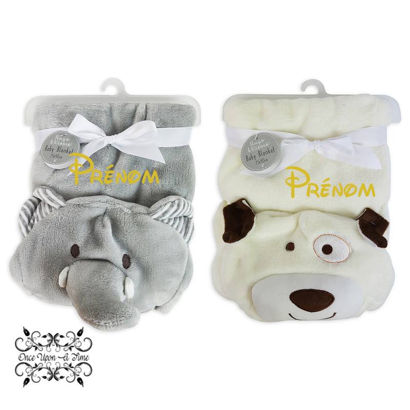 🍼 Couverture - Chien ou éléphant - Personnalisée 👶
