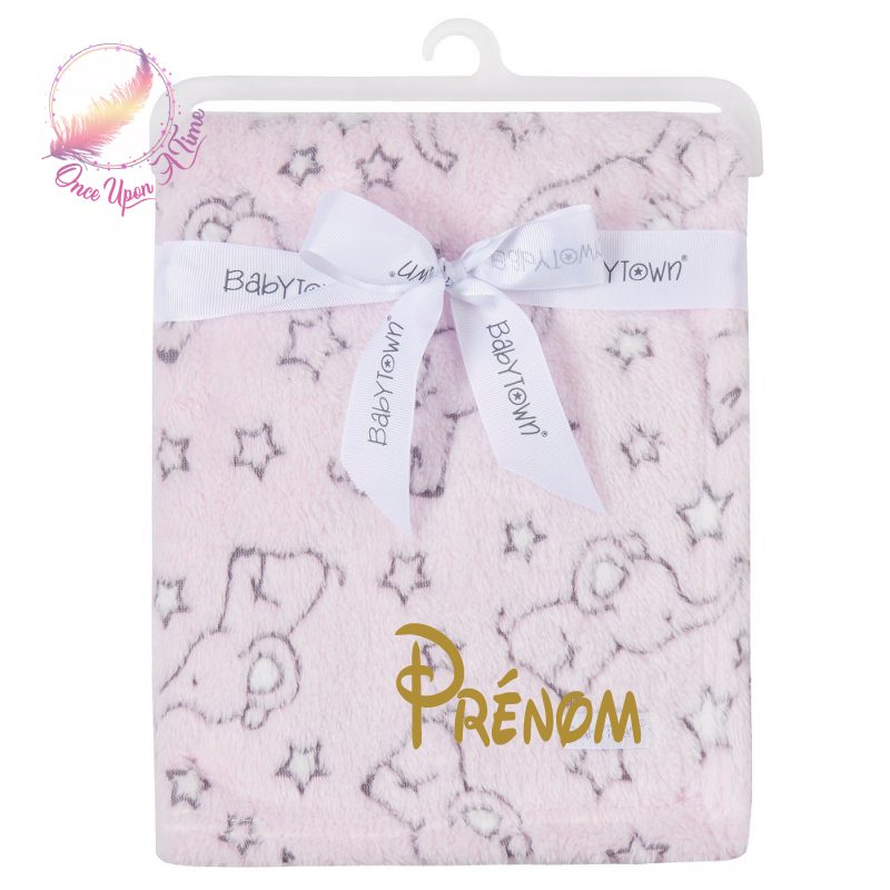 🍼 Couverture - Eléphants et étoiles - Personnalisée 👶