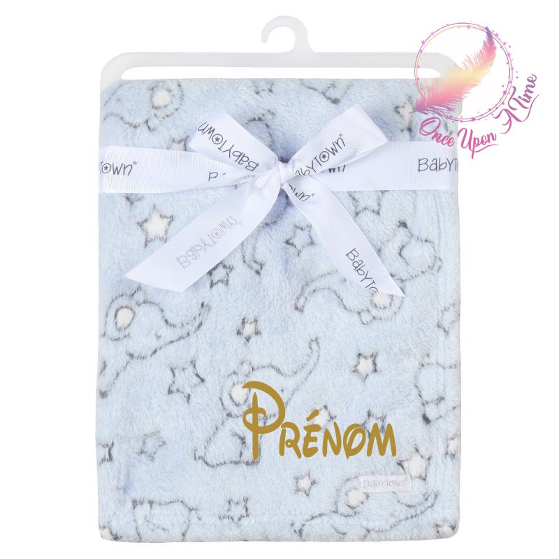 🍼 Couverture - Eléphants et étoiles - Personnalisée 👶