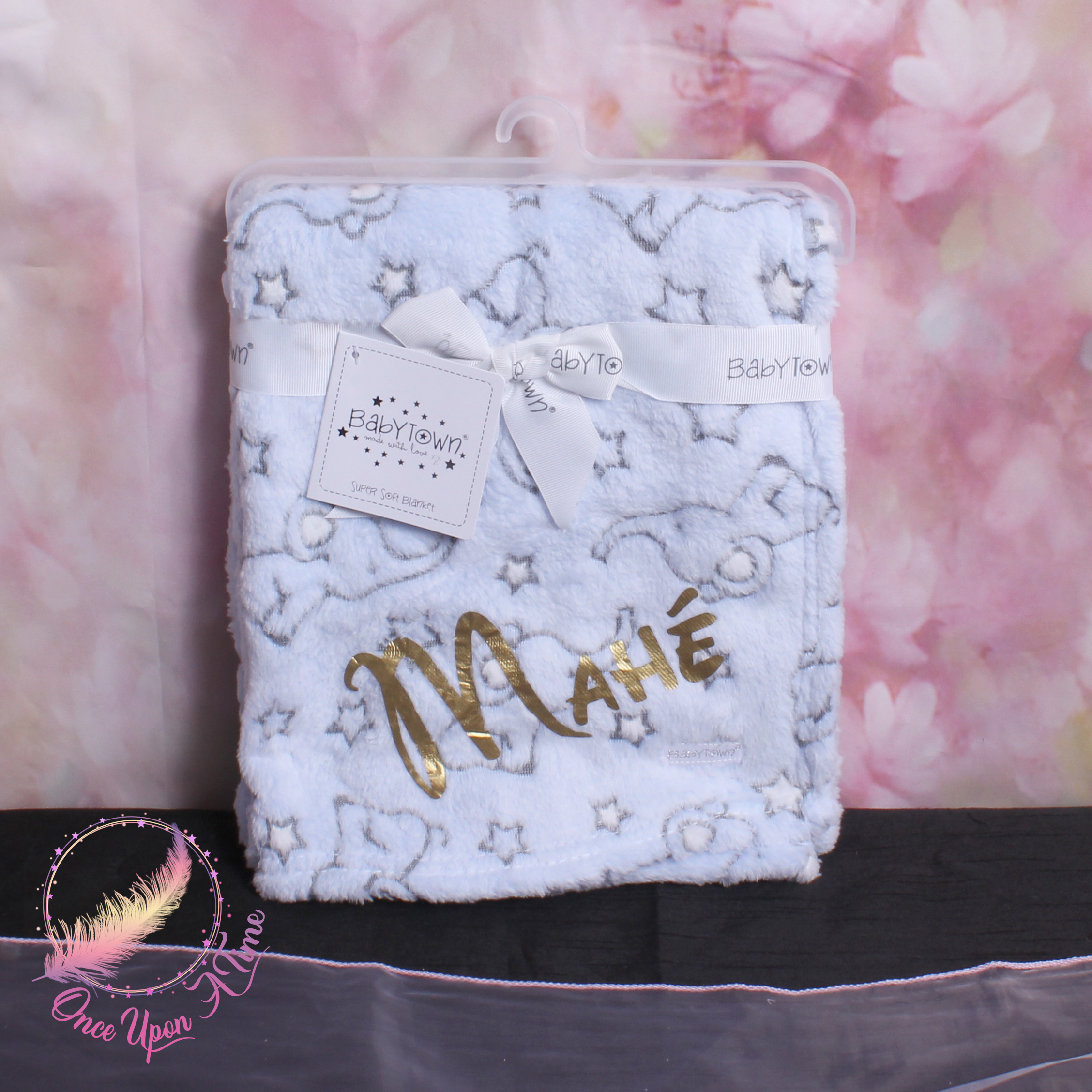 🍼 Couverture - Eléphants et étoiles - Personnalisée 👶