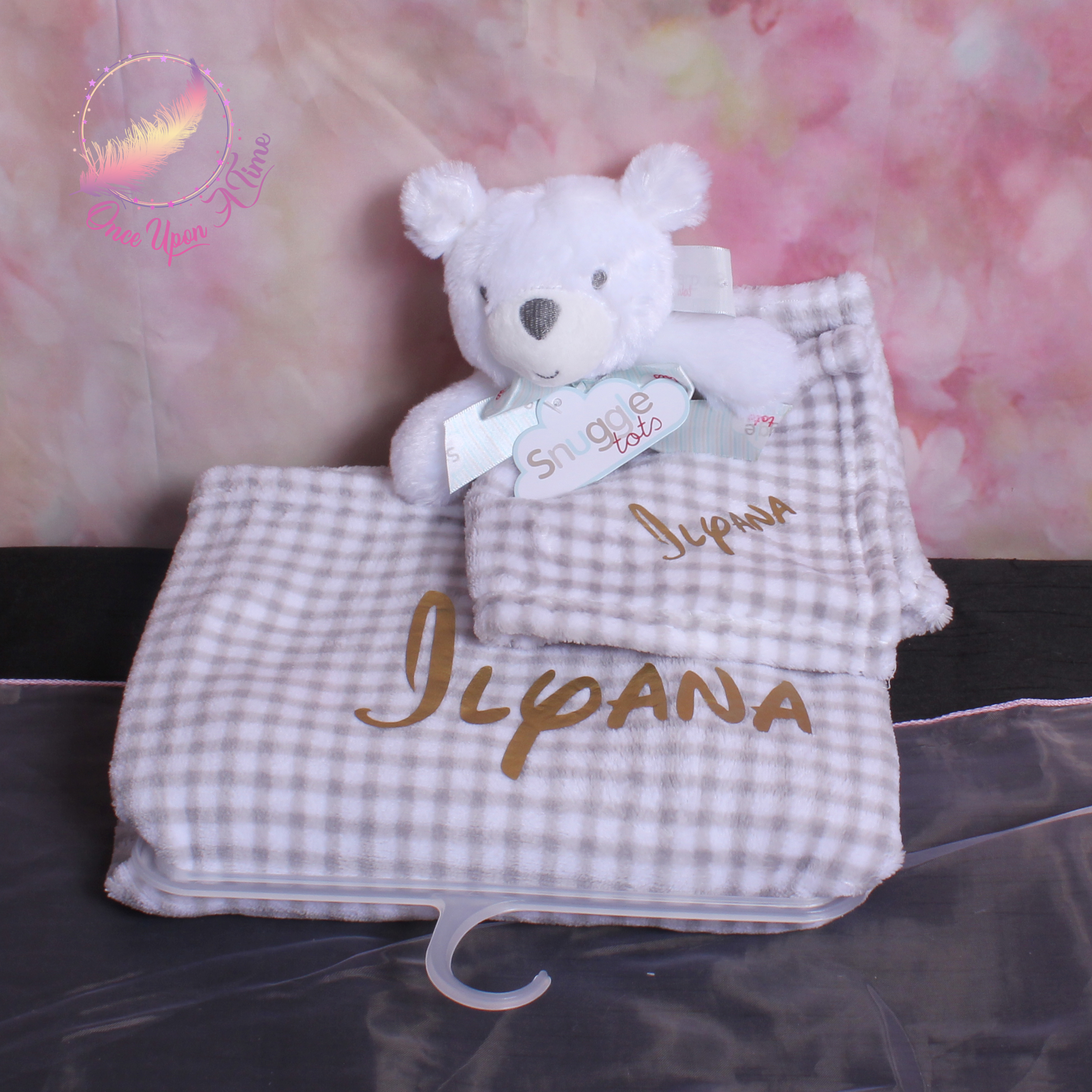 🍼 Couverture et doudou - Petit ourson - Personnalisée 👶