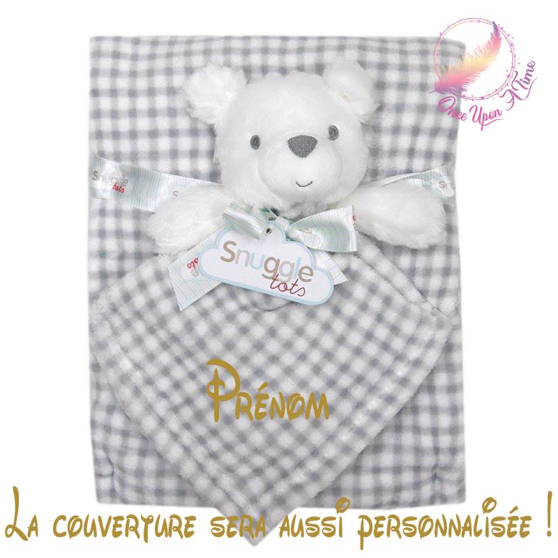 🍼 Couverture et doudou - Petit ourson - Personnalisée 👶