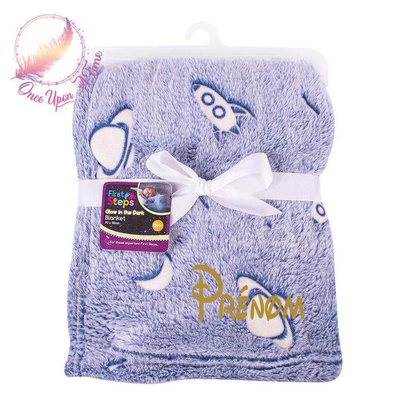 🍼 Couverture - Espace - Bleu OU rose - Personnalisée 👶