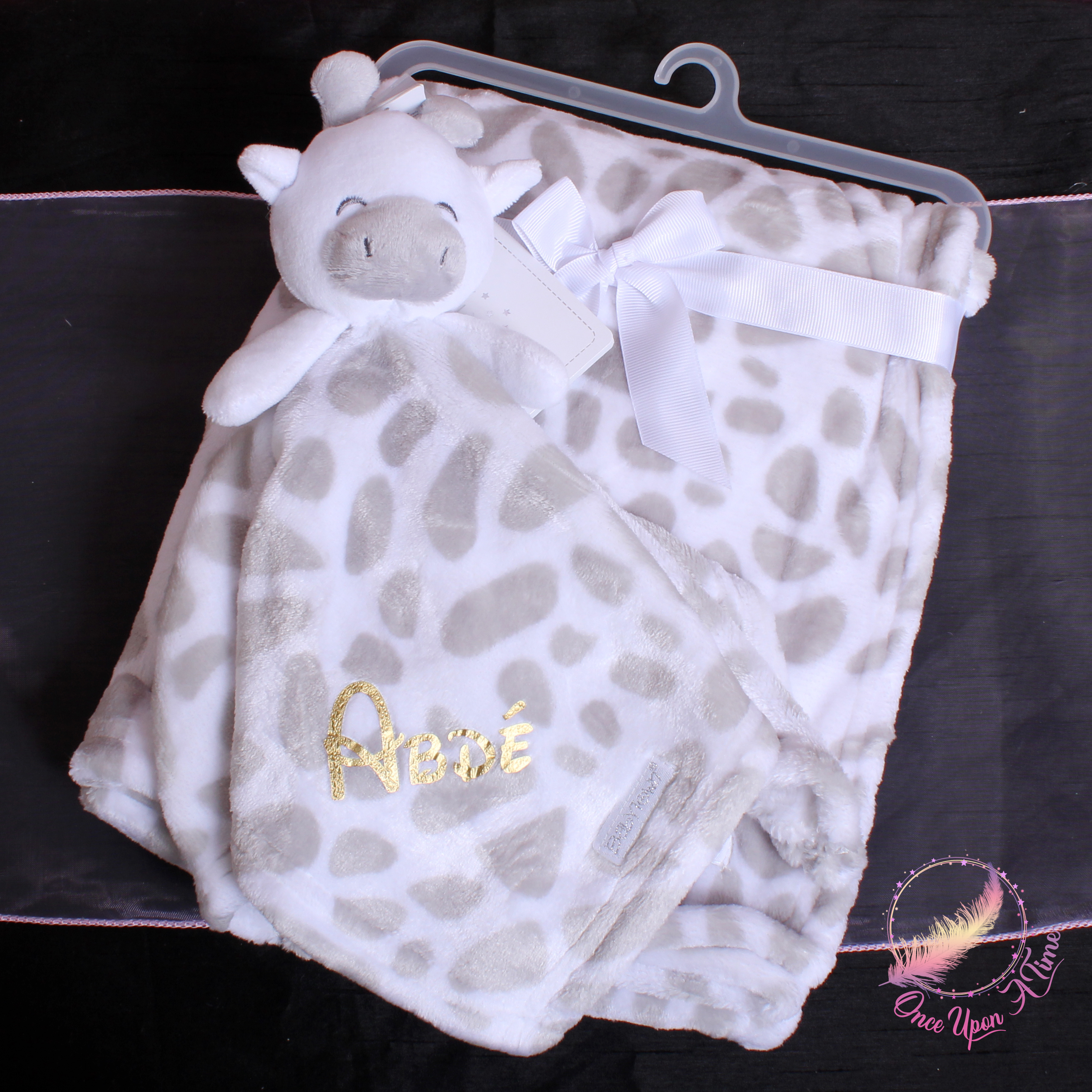 🍼 Couverture ET/OU doudou - Girafe - Personnalisée 👶