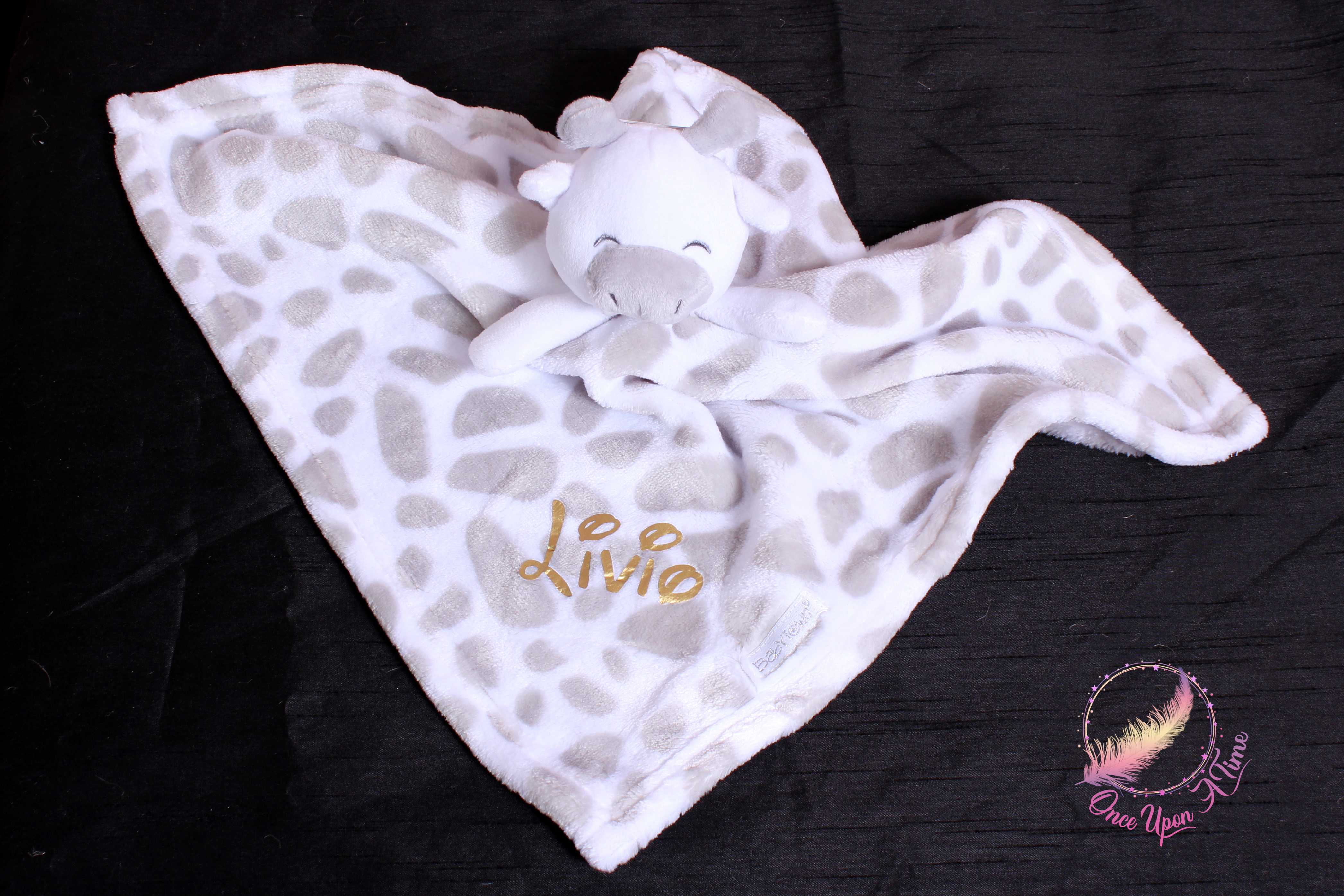 🍼 Couverture ET/OU doudou - Girafe - Personnalisée 👶