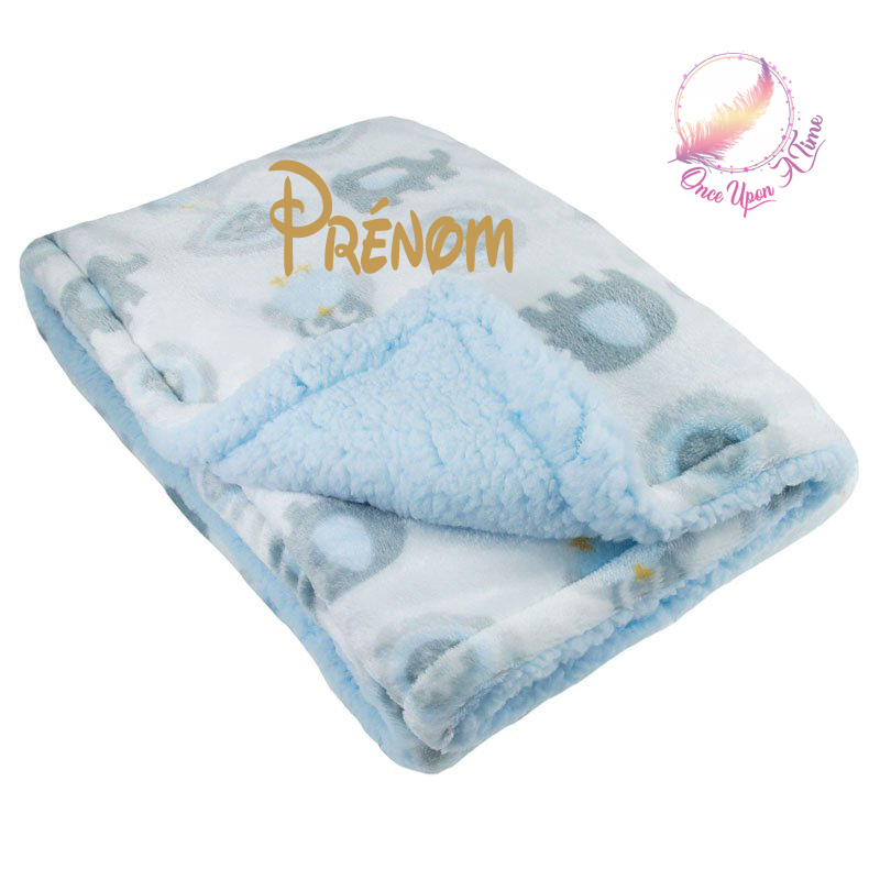🍼 Couverture - Eléphants et chouettes - Personnalisée 👶