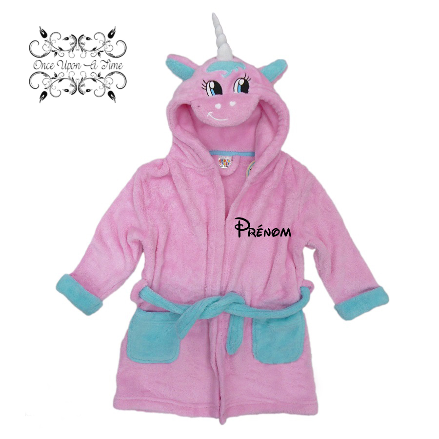 🍼 Peignoir - Licorne - 6-7 ans - Personnalisé 👶