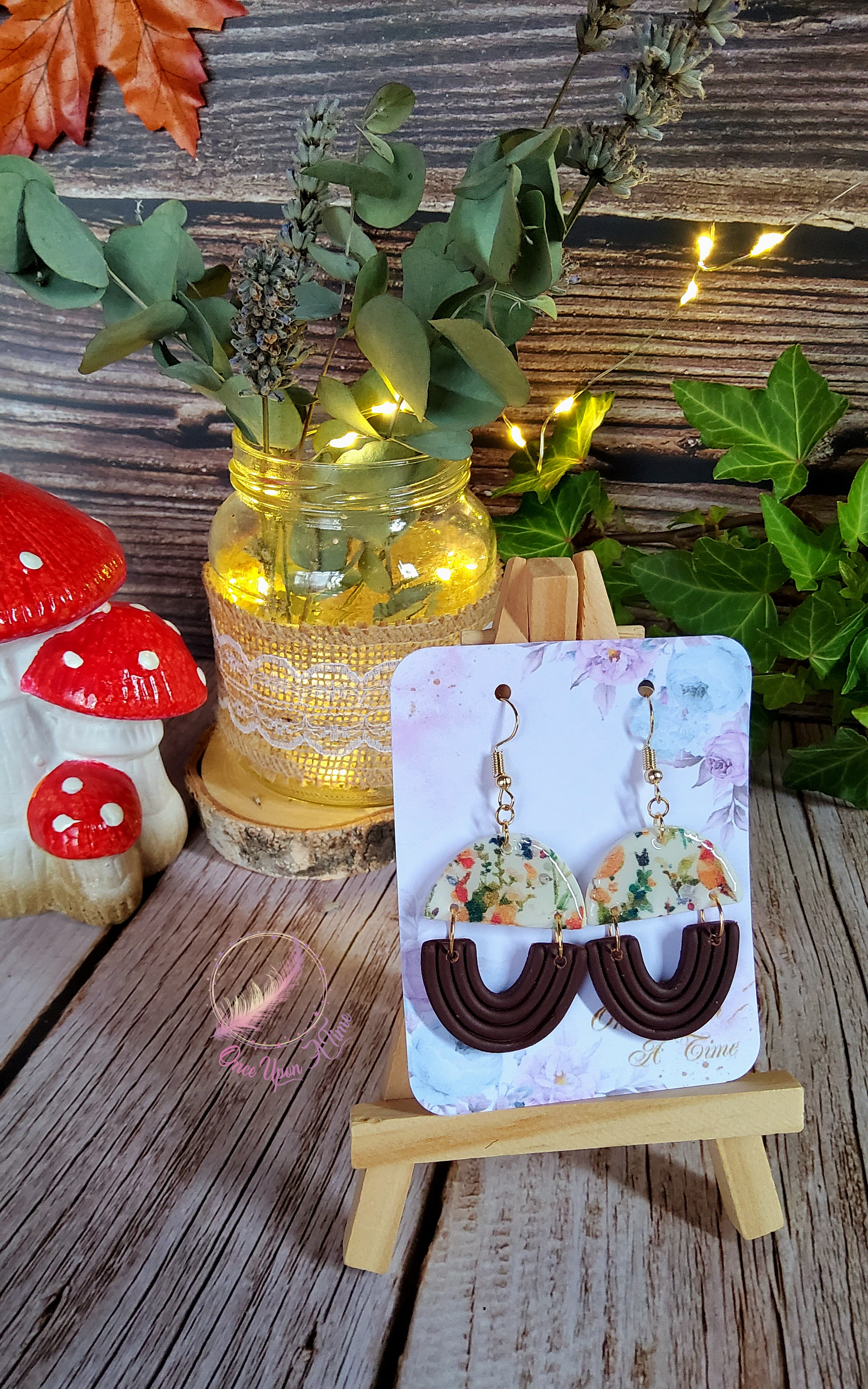 🍁 Boucles d'oreilles - Arc-en-ciel d'automne 🍂