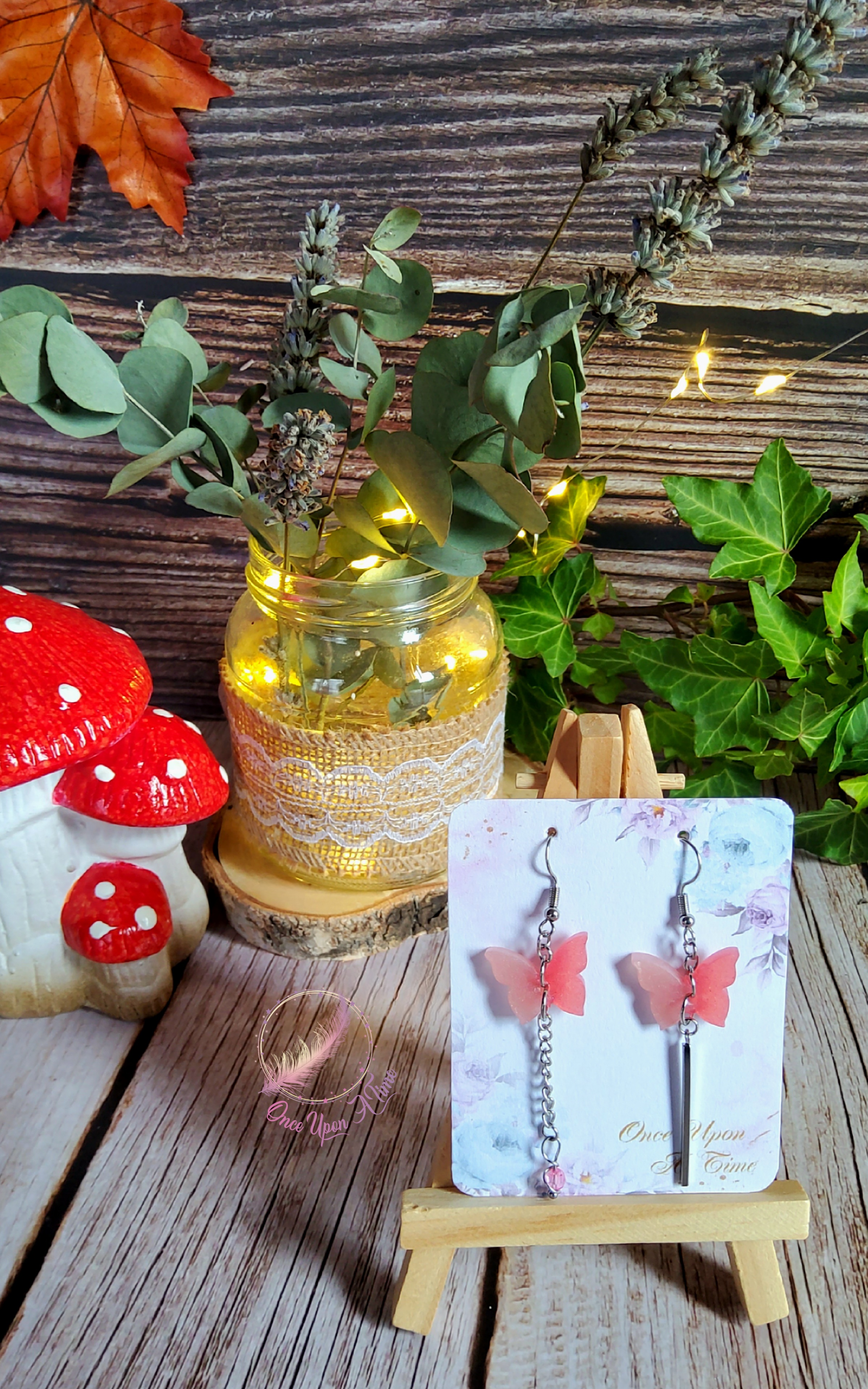 💕 Boucles d'oreilles - Papillons dégradés de roses💕