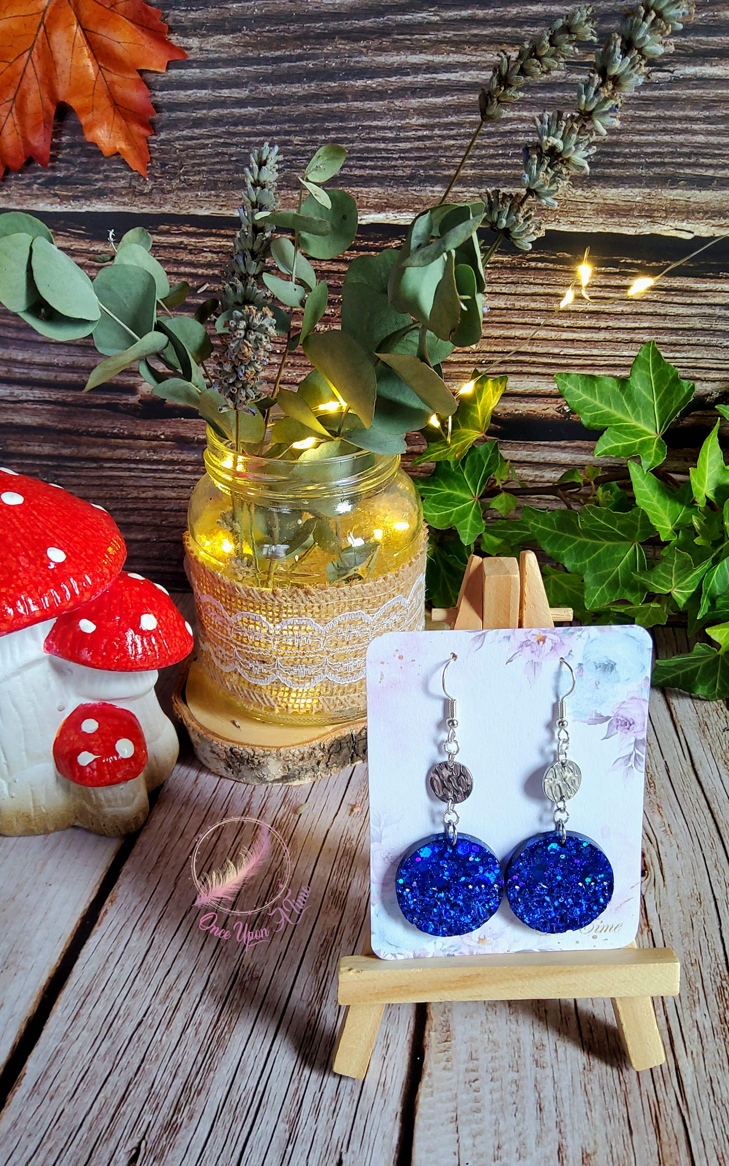 💕 Boucles d'oreilles - ronds bleues 💕