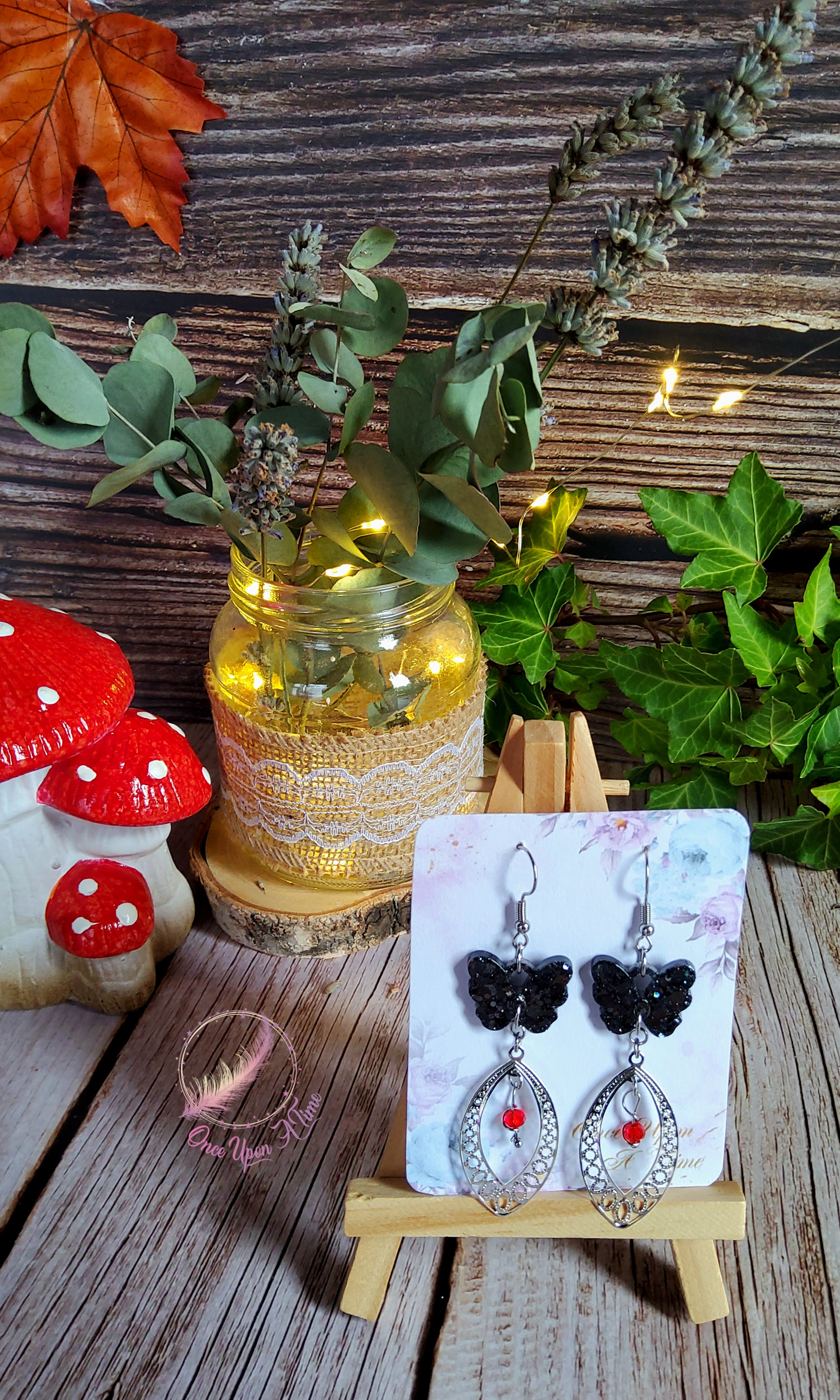 💕 Boucles d'oreilles - papillons noirs 💕
