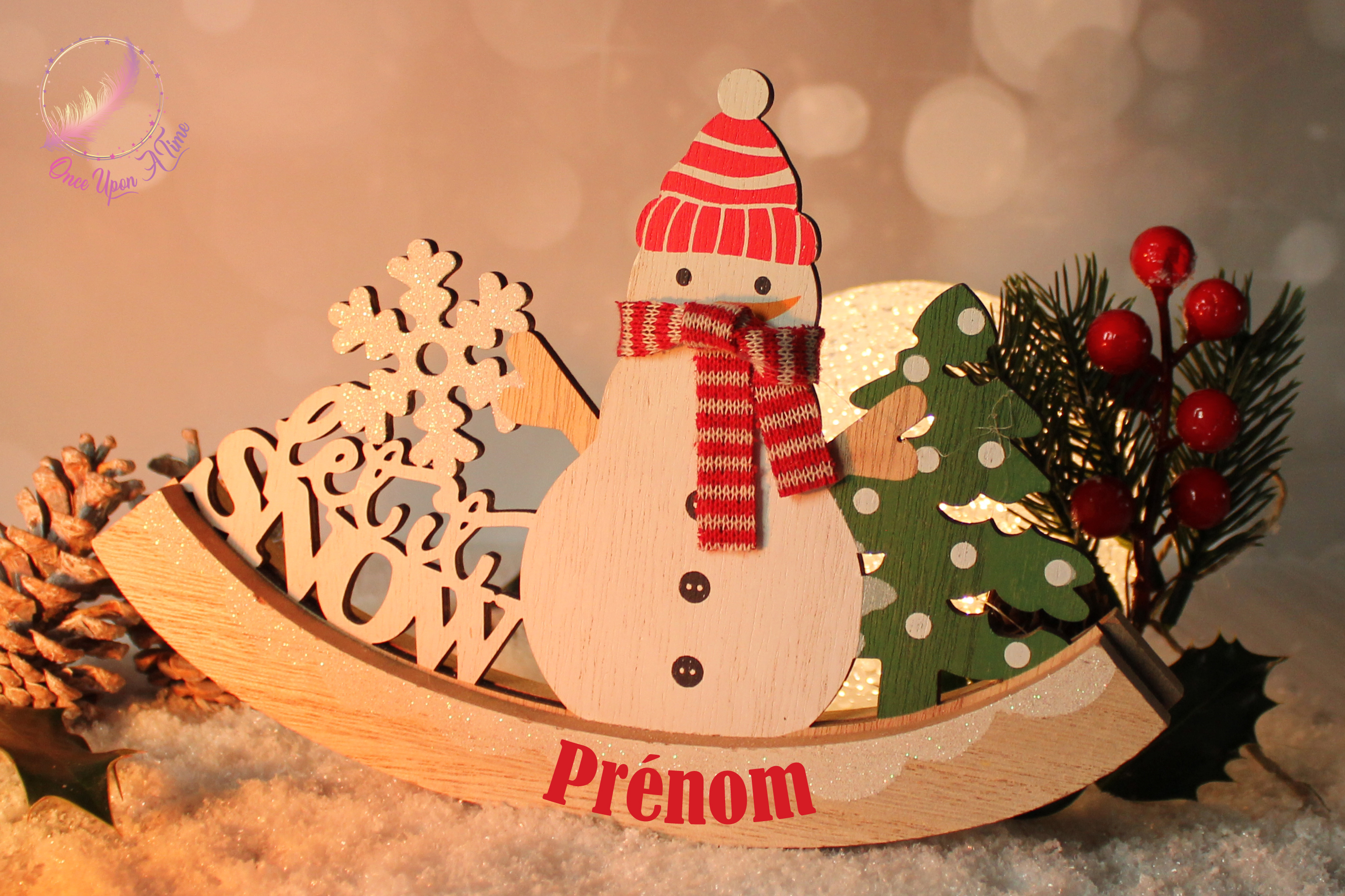 🎄🎅 Décoration bonhomme de neige à poser en bois 🤶🎄