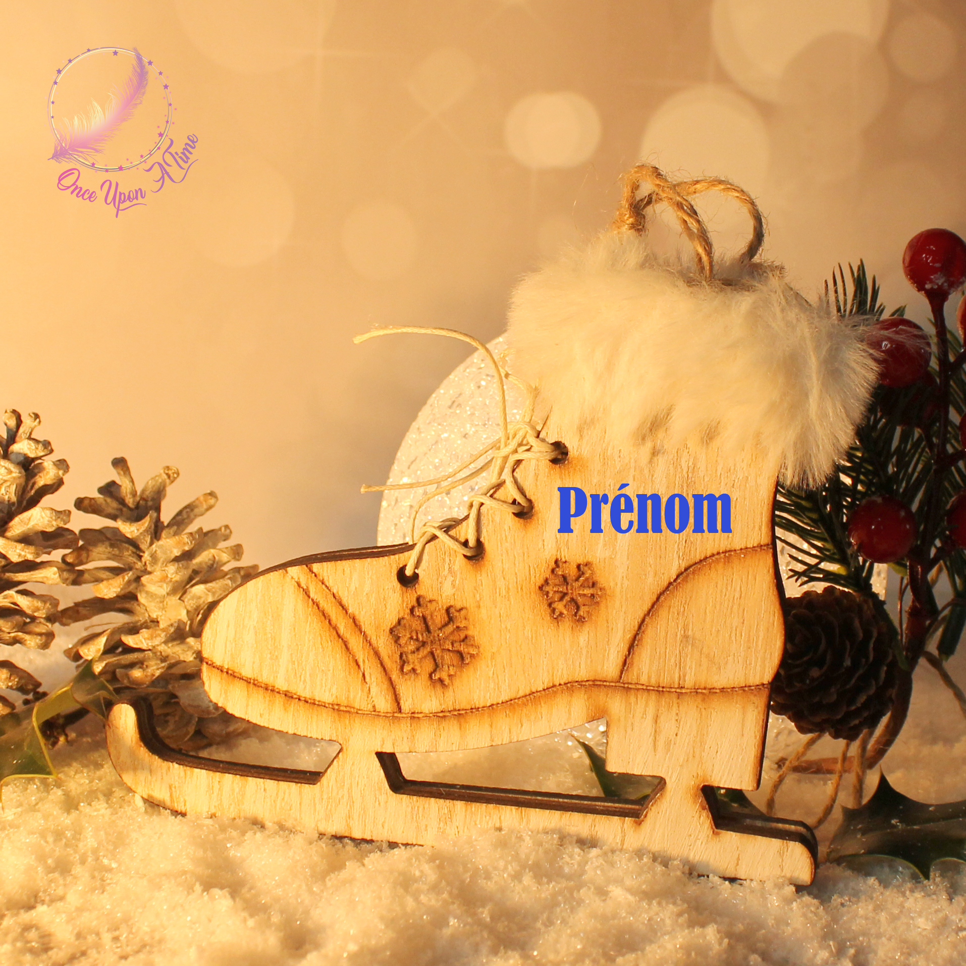 🎄🎅 Suspension patin à glace en bois🤶🎄
