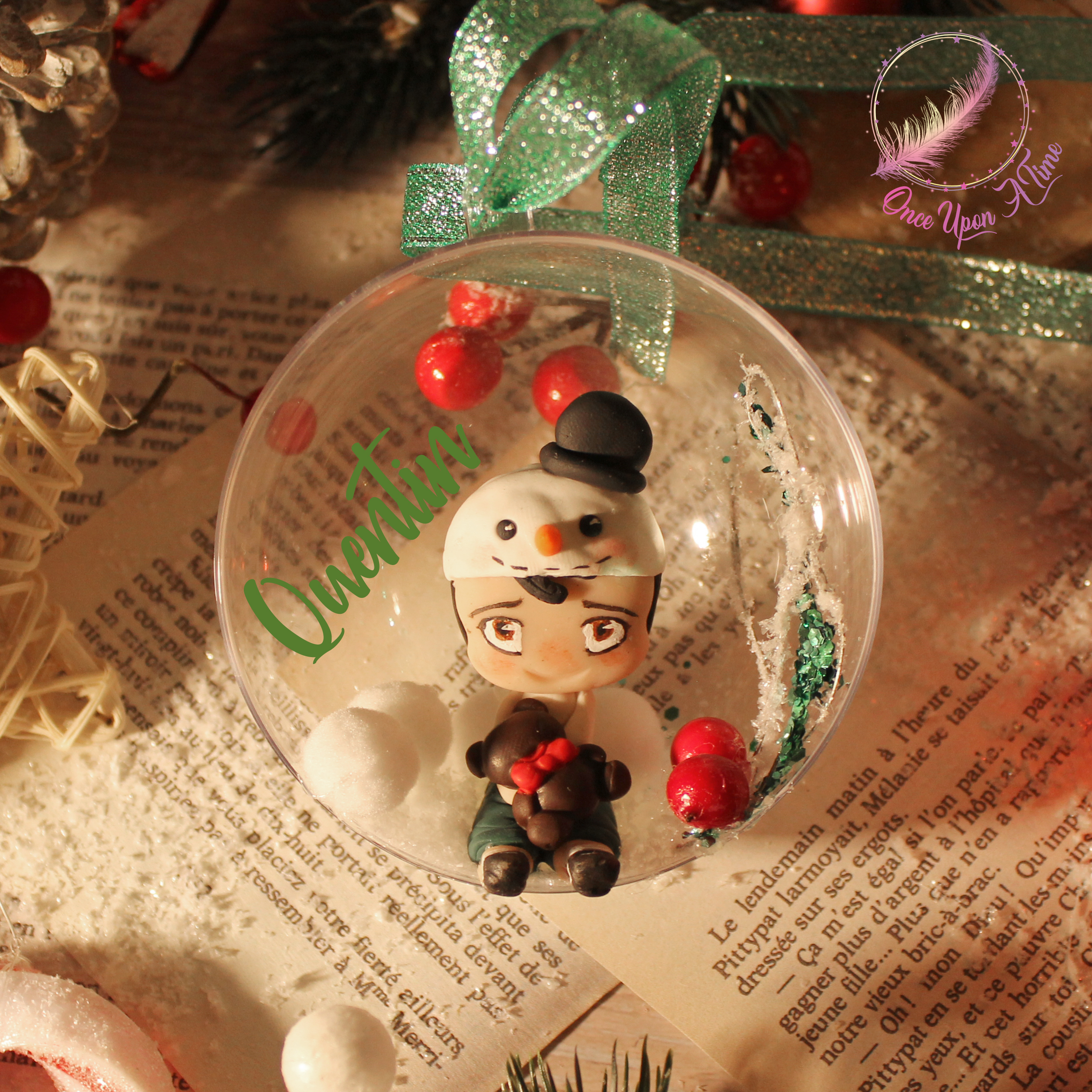 🎄🎅 Demi boule de Noël en plastique - Petit garçon bonhomme de neige🤶🎄