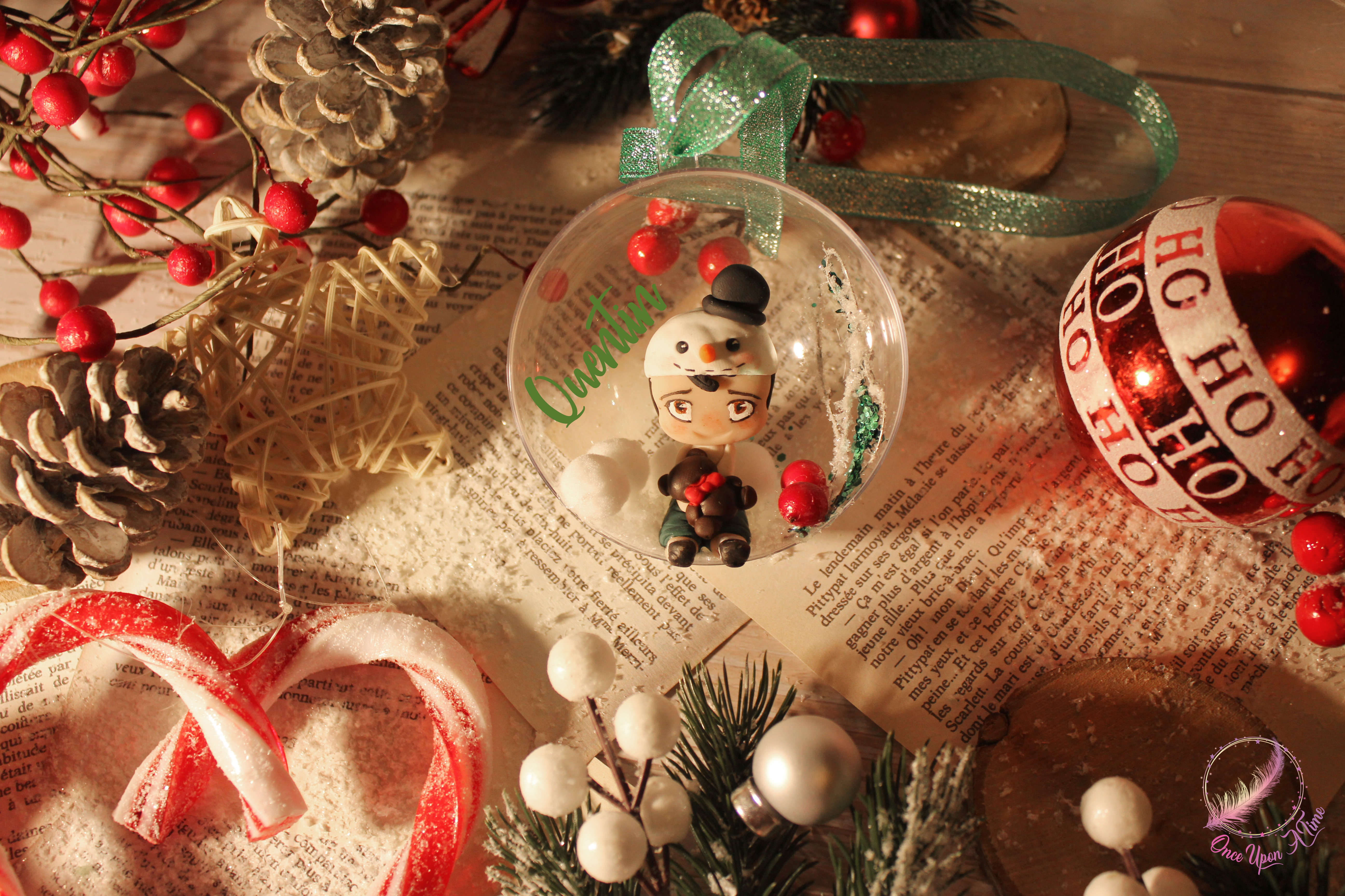 🎄🎅 Demi boule de Noël en plastique - Petit garçon bonhomme de neige🤶🎄