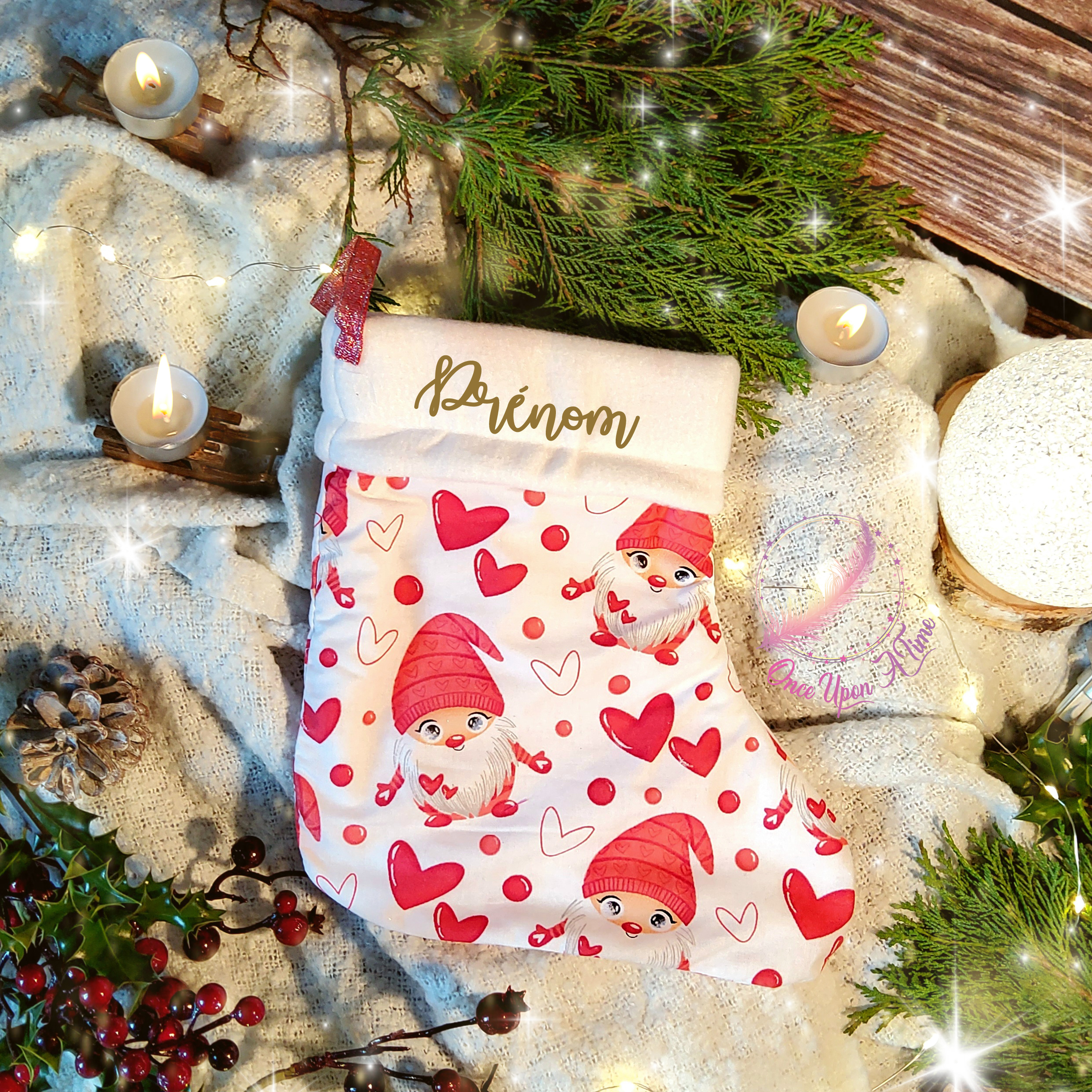🎄🎅 Chaussette de Noël - Gnomes amoureux🤶🎄