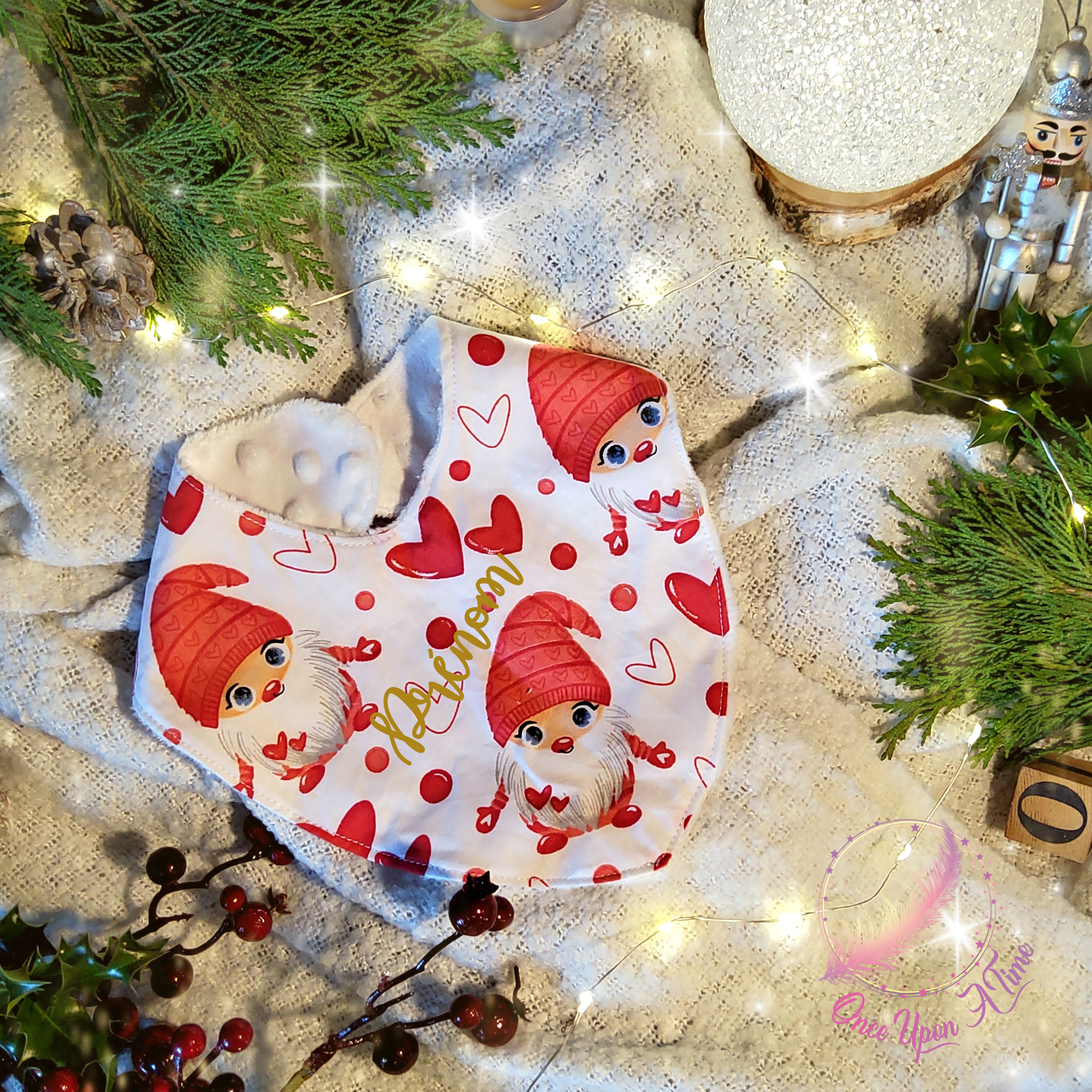 🍼🎄 Bavoir - Gnomes amoureux🎄👶