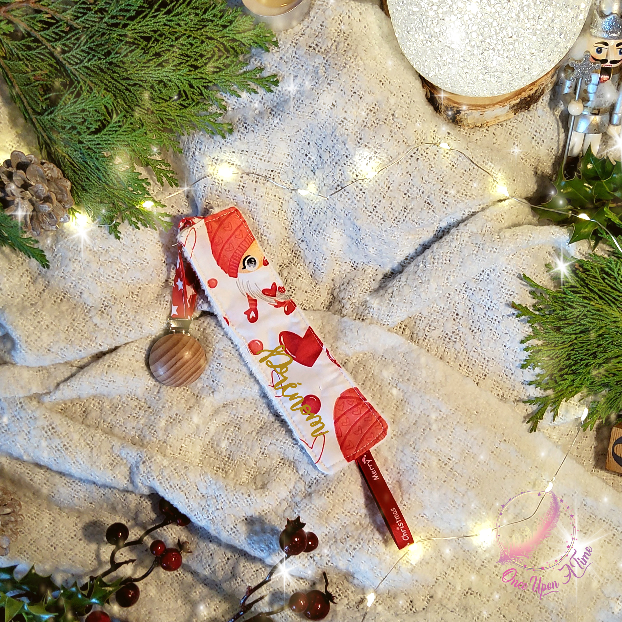 🍼🎄 Attache-tétine - Gnomes amoureux🎄👶