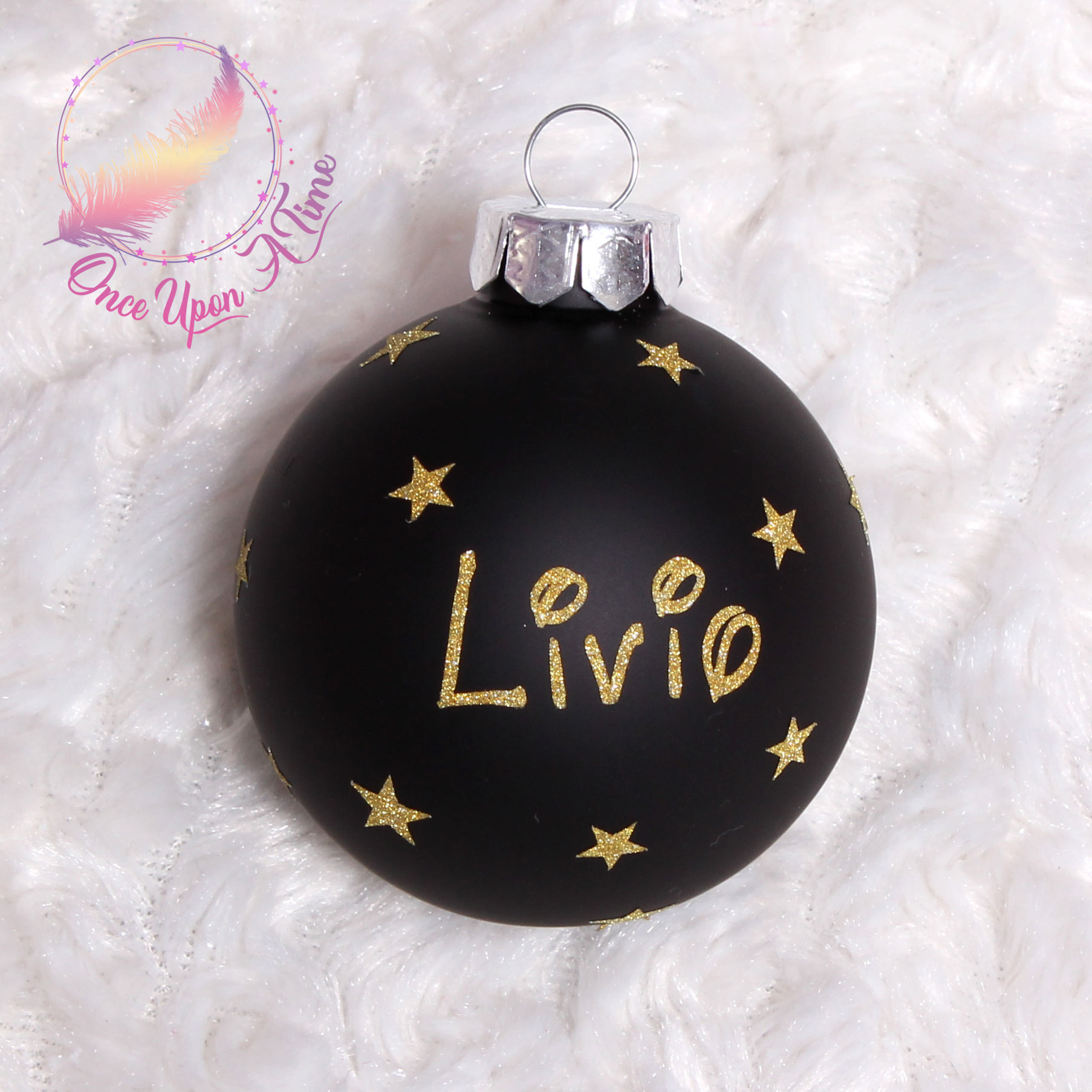 🎄🎅 Boule de Noël - Noir - Matte ou brillante - Prénom et/ou Mon premier Noël + Prénom 🤶🎄