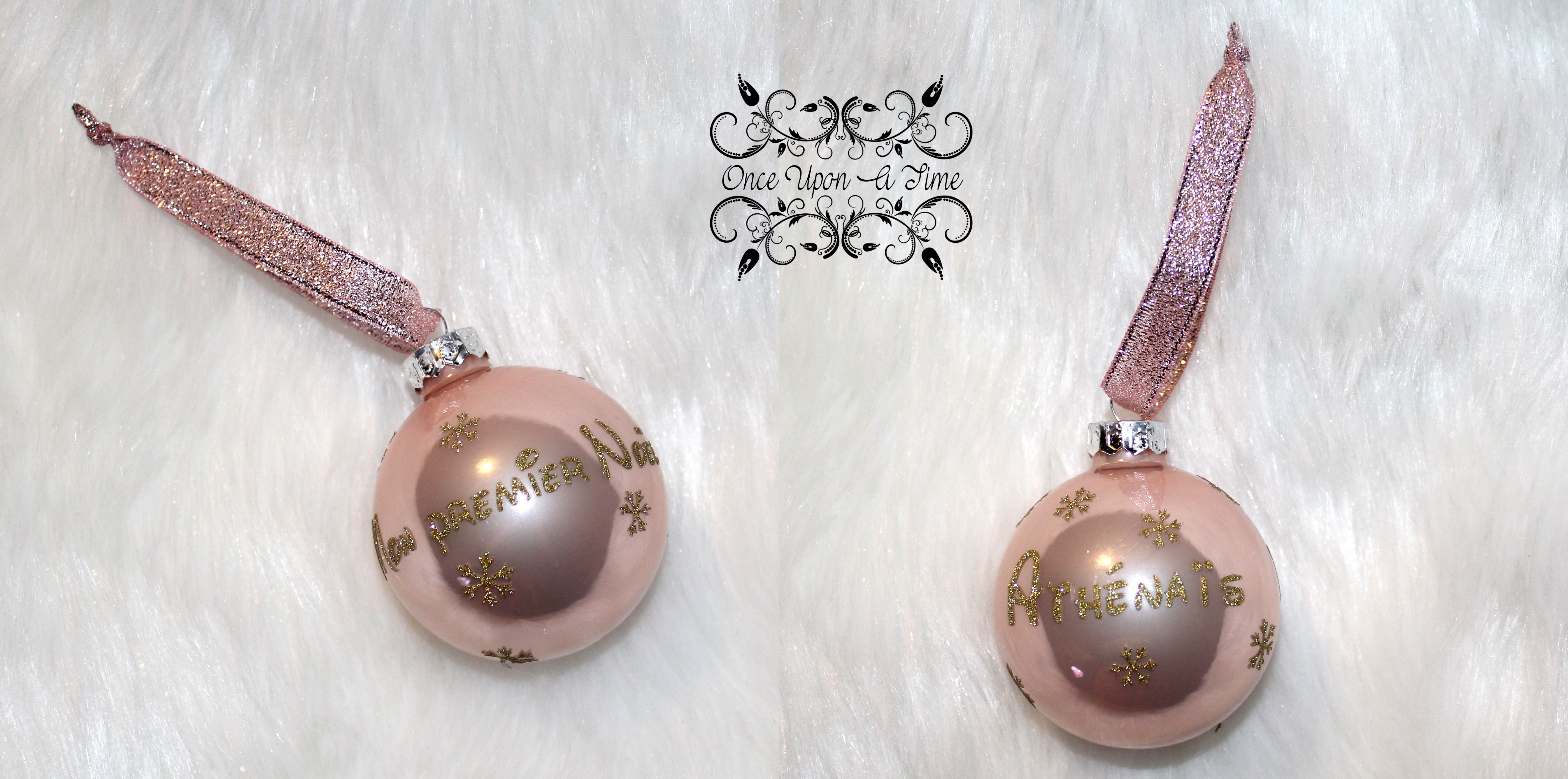 🎄🎅 Boule de Noël - Rose - Matte ou brillante - Prénom et/ou Mon premier Noël + Prénom 🤶🎄